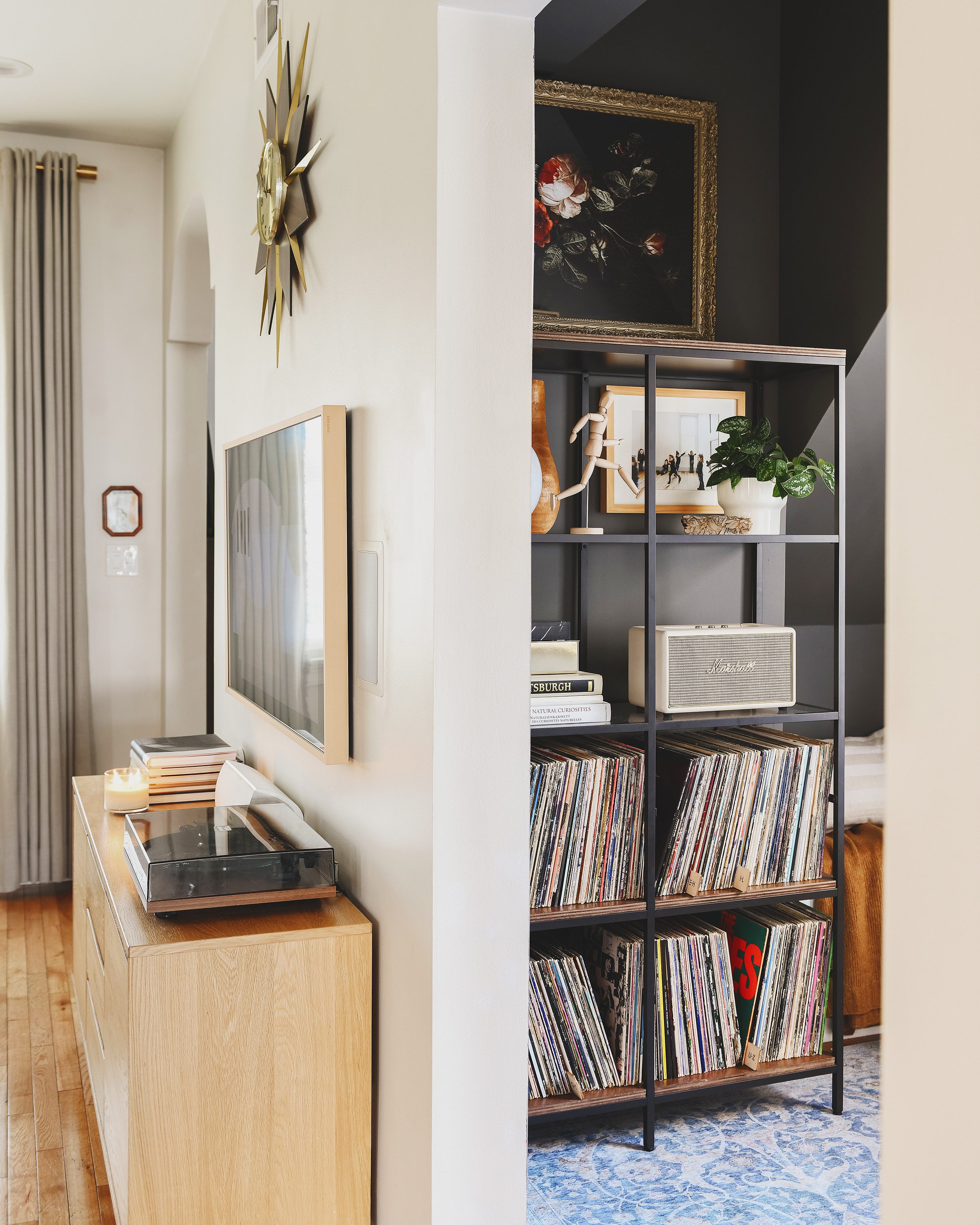 This is how we modified the IKEA VITTSJÖ so that it could bear the weight of our vinyl collection! via Yellow Brick Home #vinyl #recordcollection #recordstorage