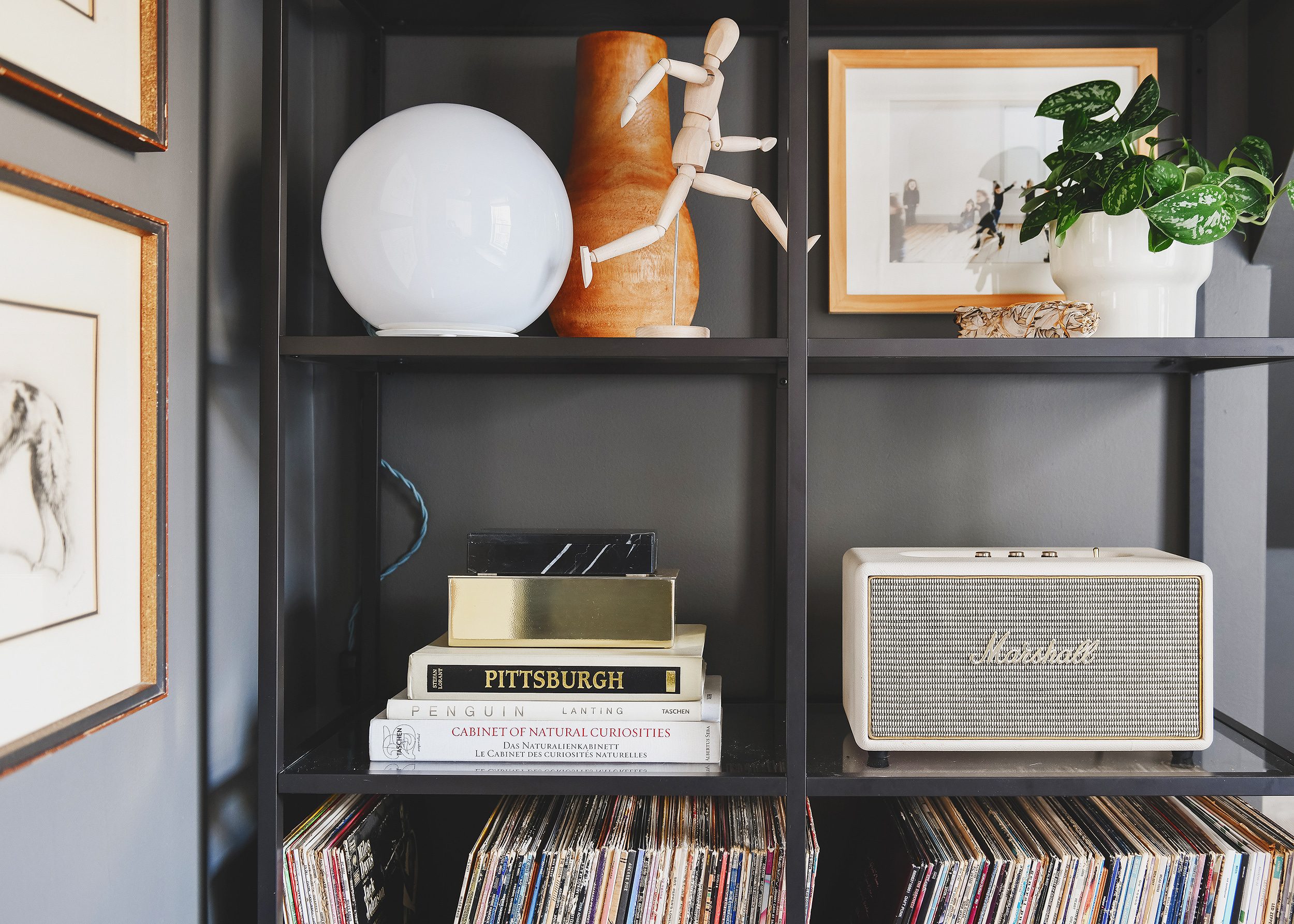 This is how we modified the IKEA VITTSJÖ so that it could bear the weight of our vinyl collection! via Yellow Brick Home #vinyl #recordcollection #recordstorage