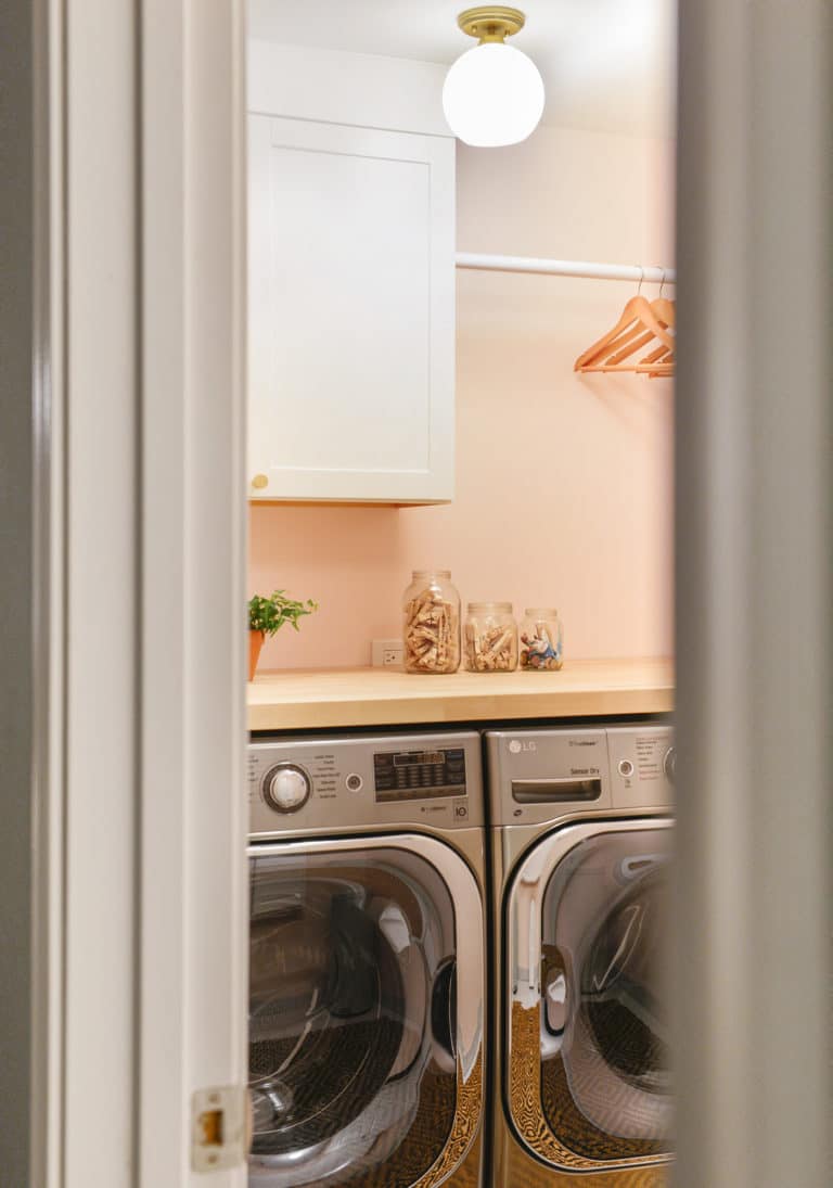 A 2-Day Pretty In Peach Laundry Room Makeover! - Yellow Brick Home