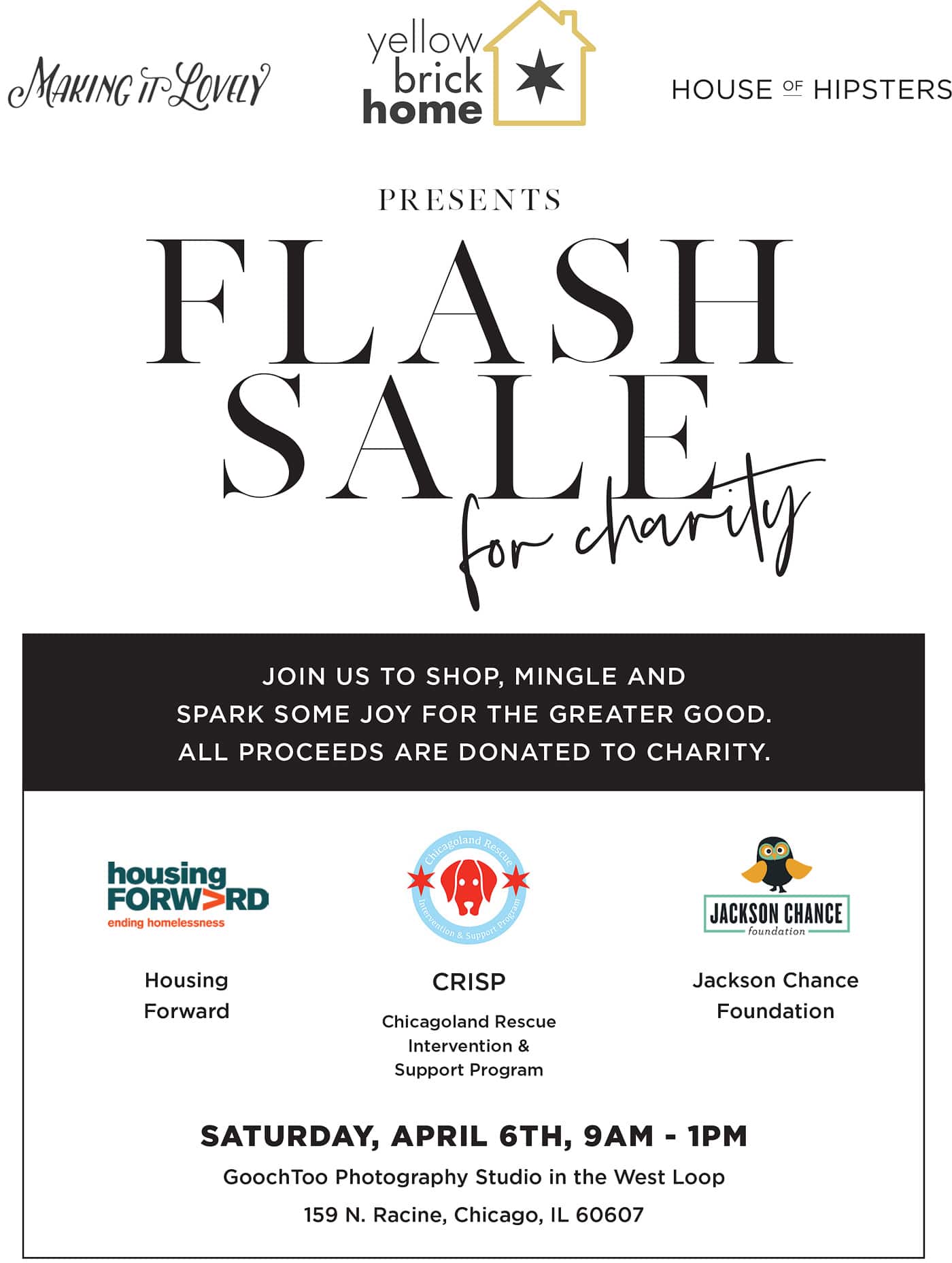 A Flash Sale for charity via Yellow Brick Home | save the date!
