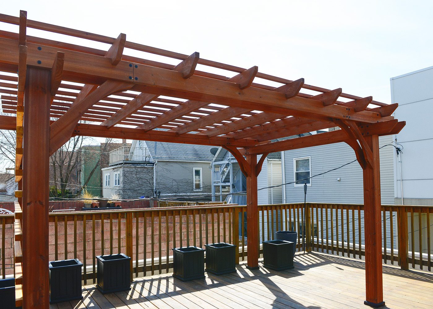A DIY pergola for a rooftop patio | via Yellow Brick Home, in partnership with Lowe's Home Improvement