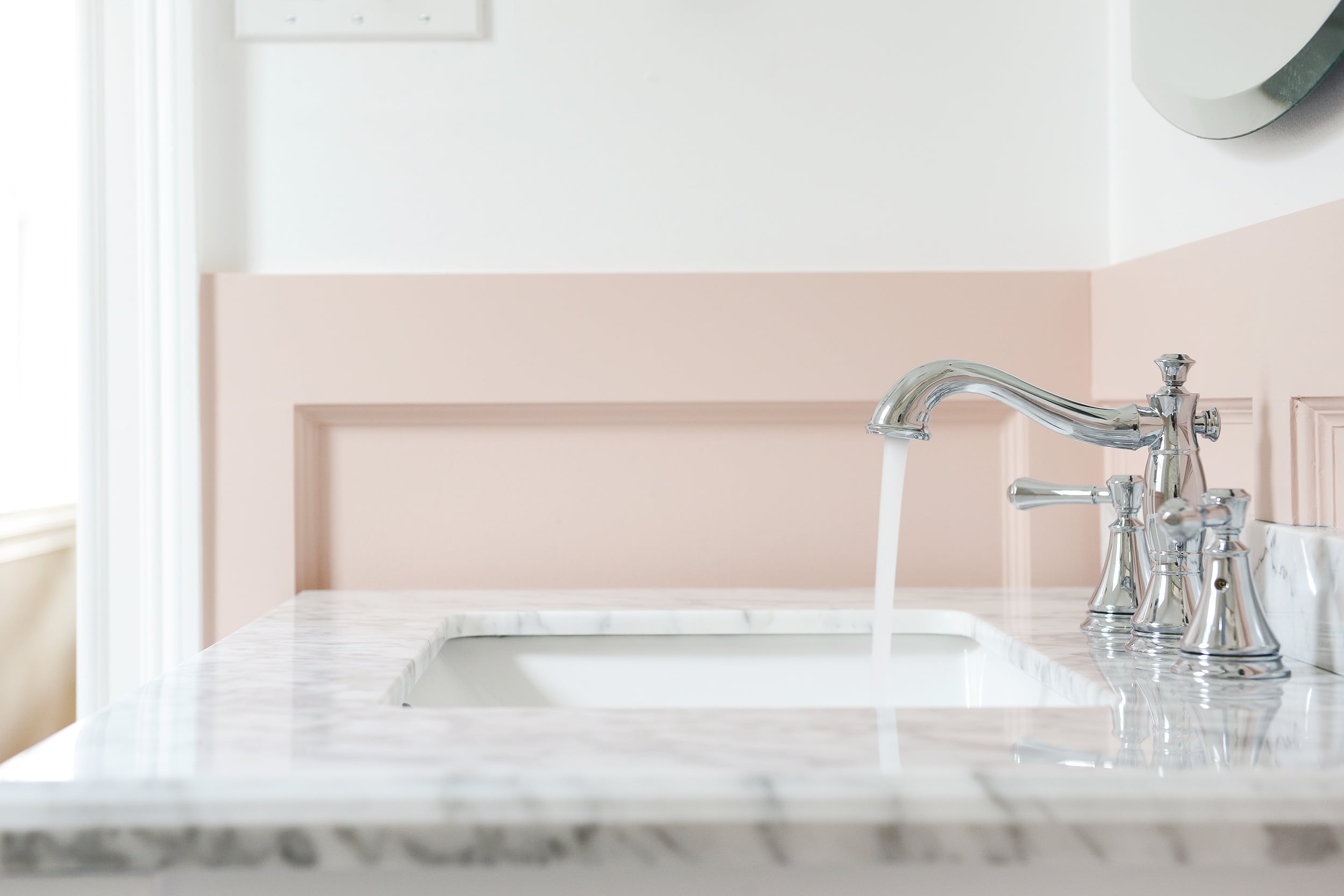 Simple 5 step bathroom vanity installation | how to install a bathroom vanity and faucet | via Yellow Brick Home