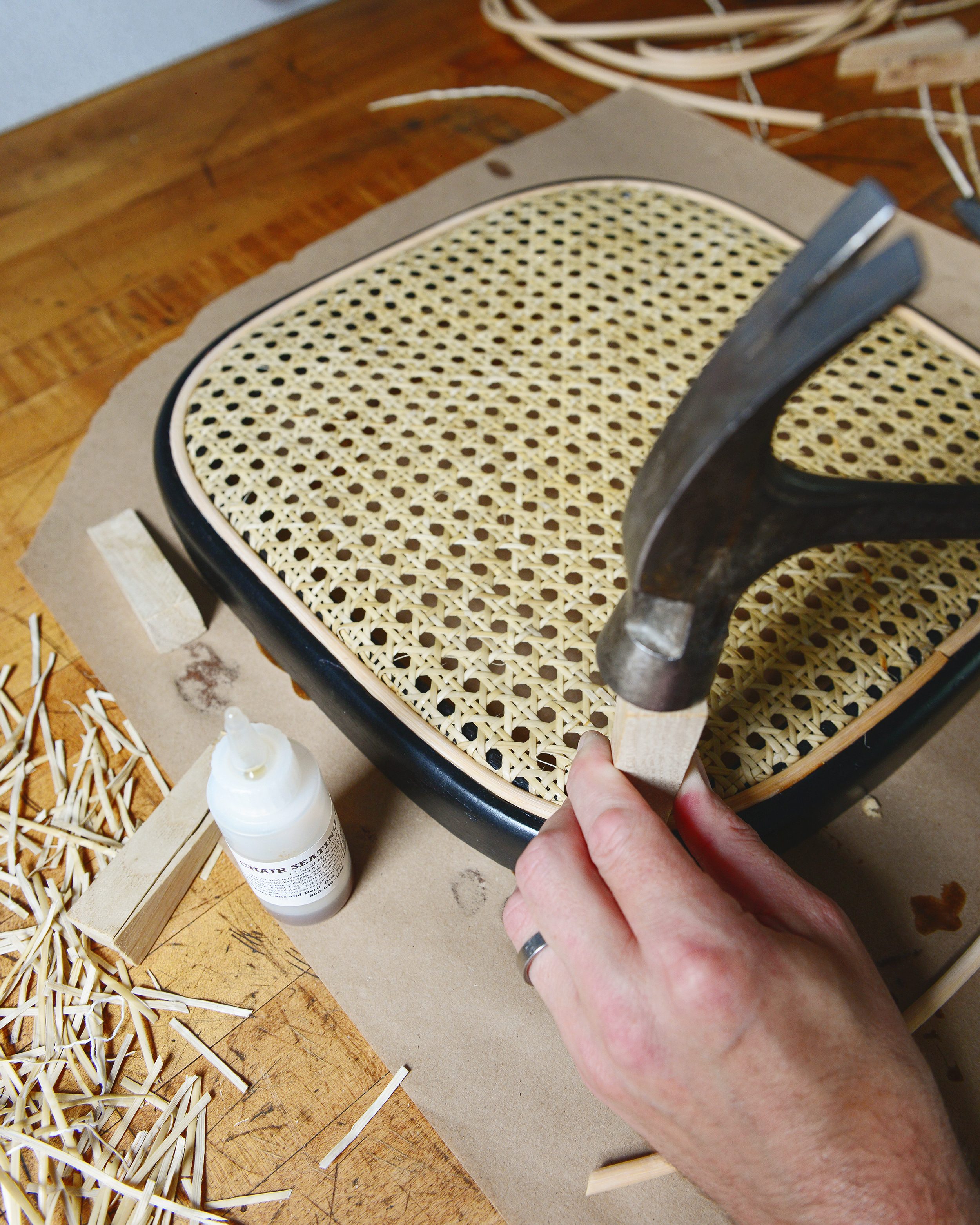 Recaning and painting a vintage rocking chair // via yellow brick home