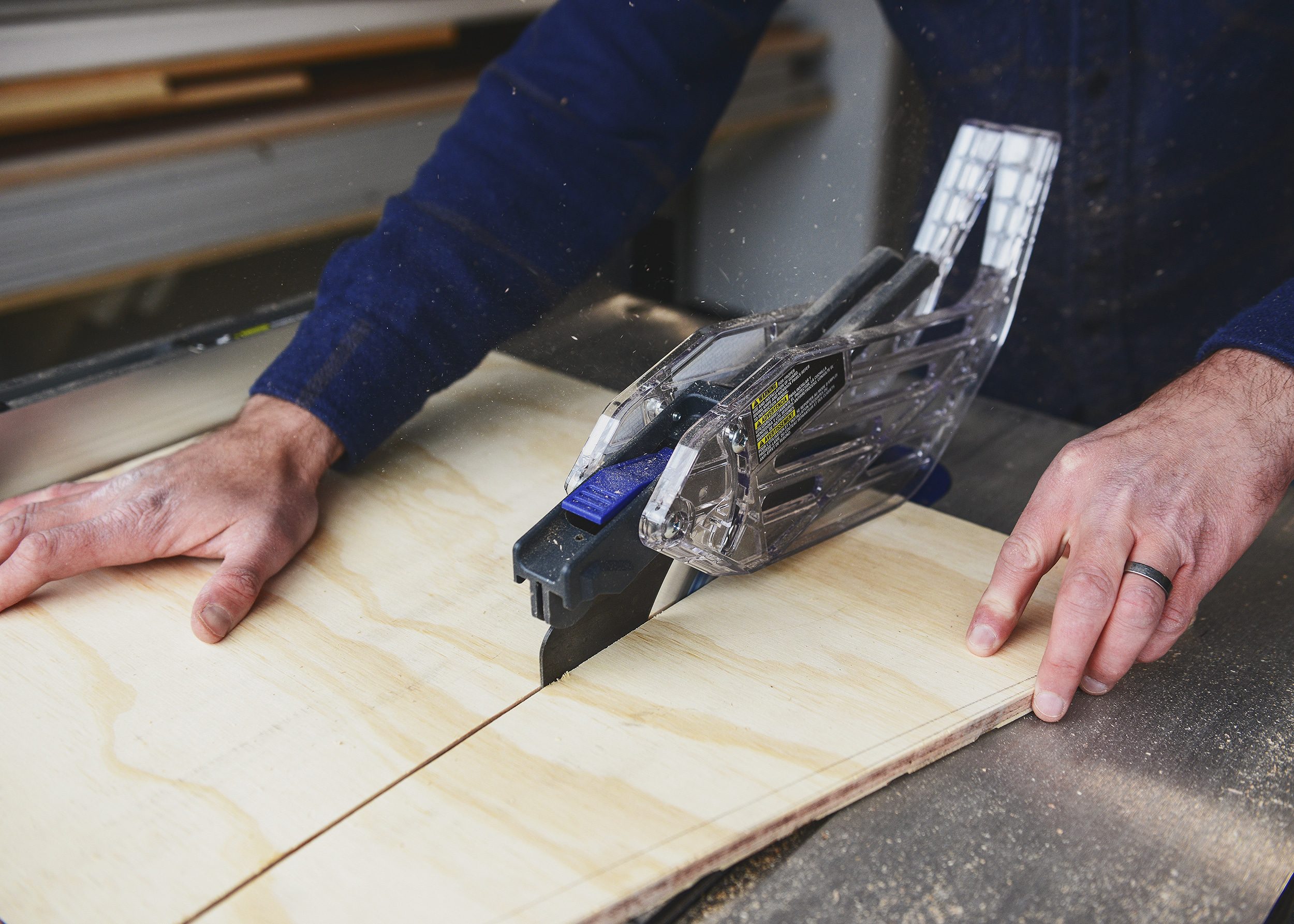 A table saw is used to cut plywood for a DIY bat box // How-to build a bat box, DIY bat box via Yellow Brick Home