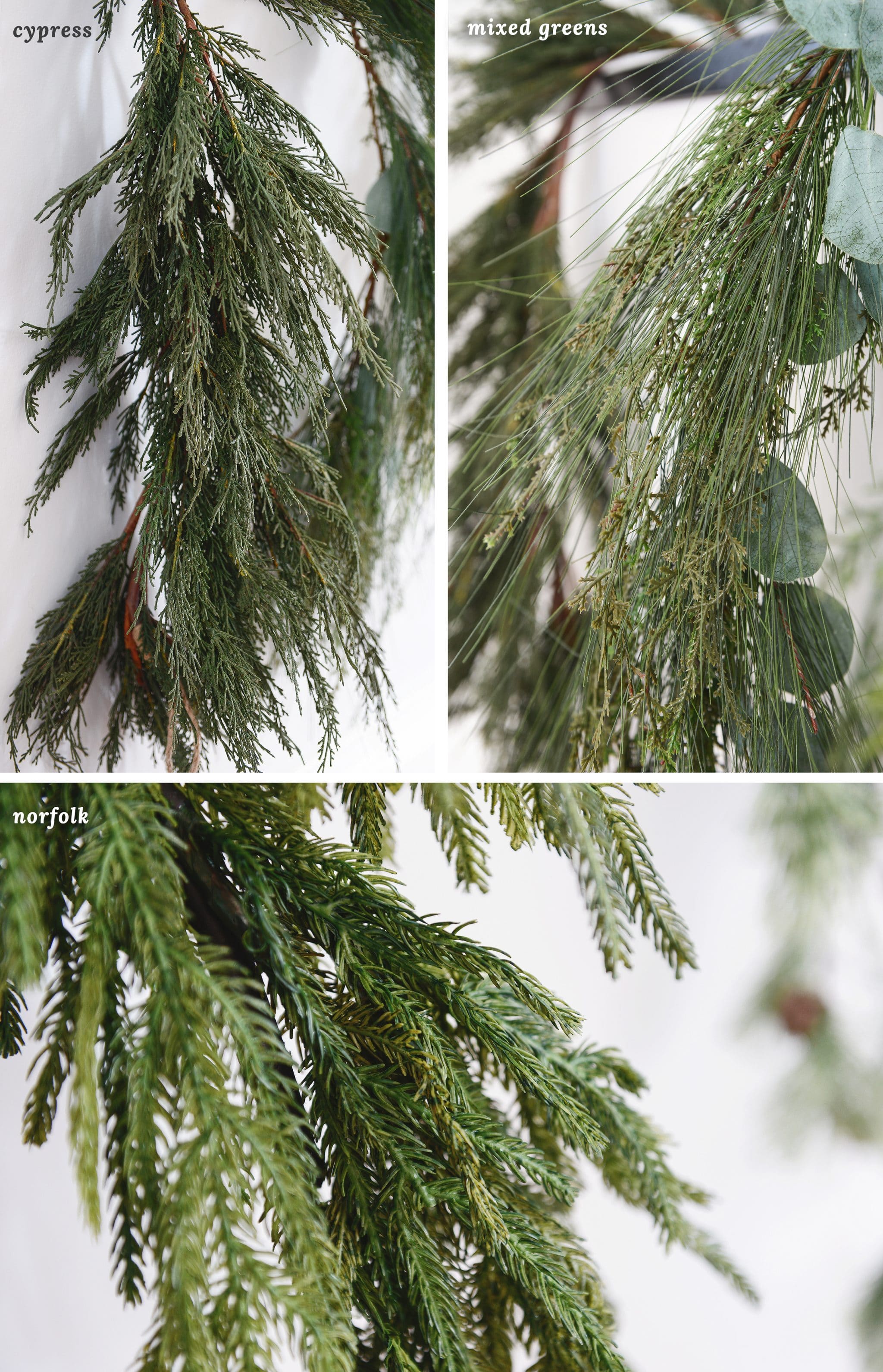 Top 3 garland contenders | Which flocking spray is best? | How to flock your own holiday garland, tree and decor, via Yellow Brick Home