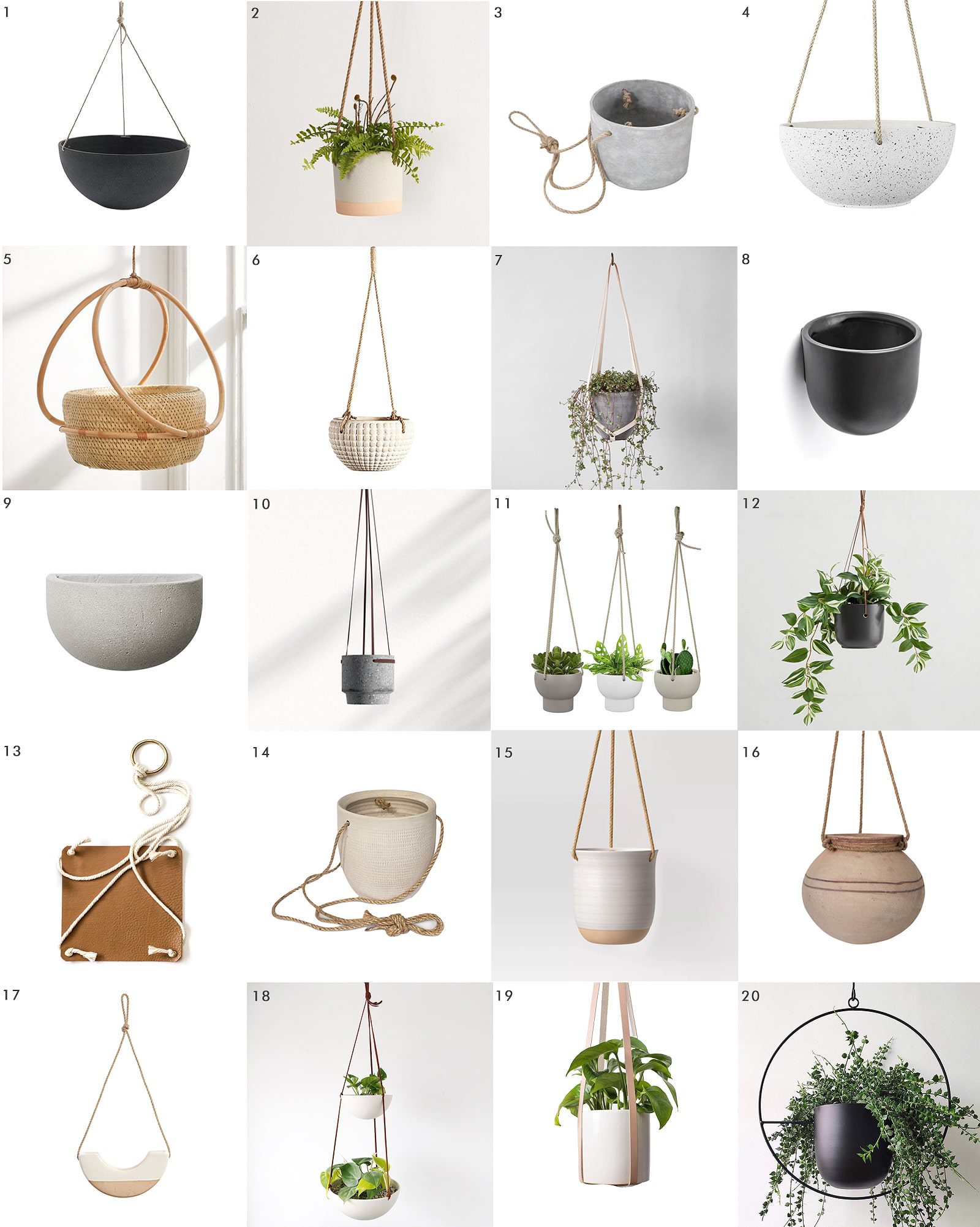A round-up of 20 pretty hanging planters to cheery up any corner in your home! | via Yellow Brick Home