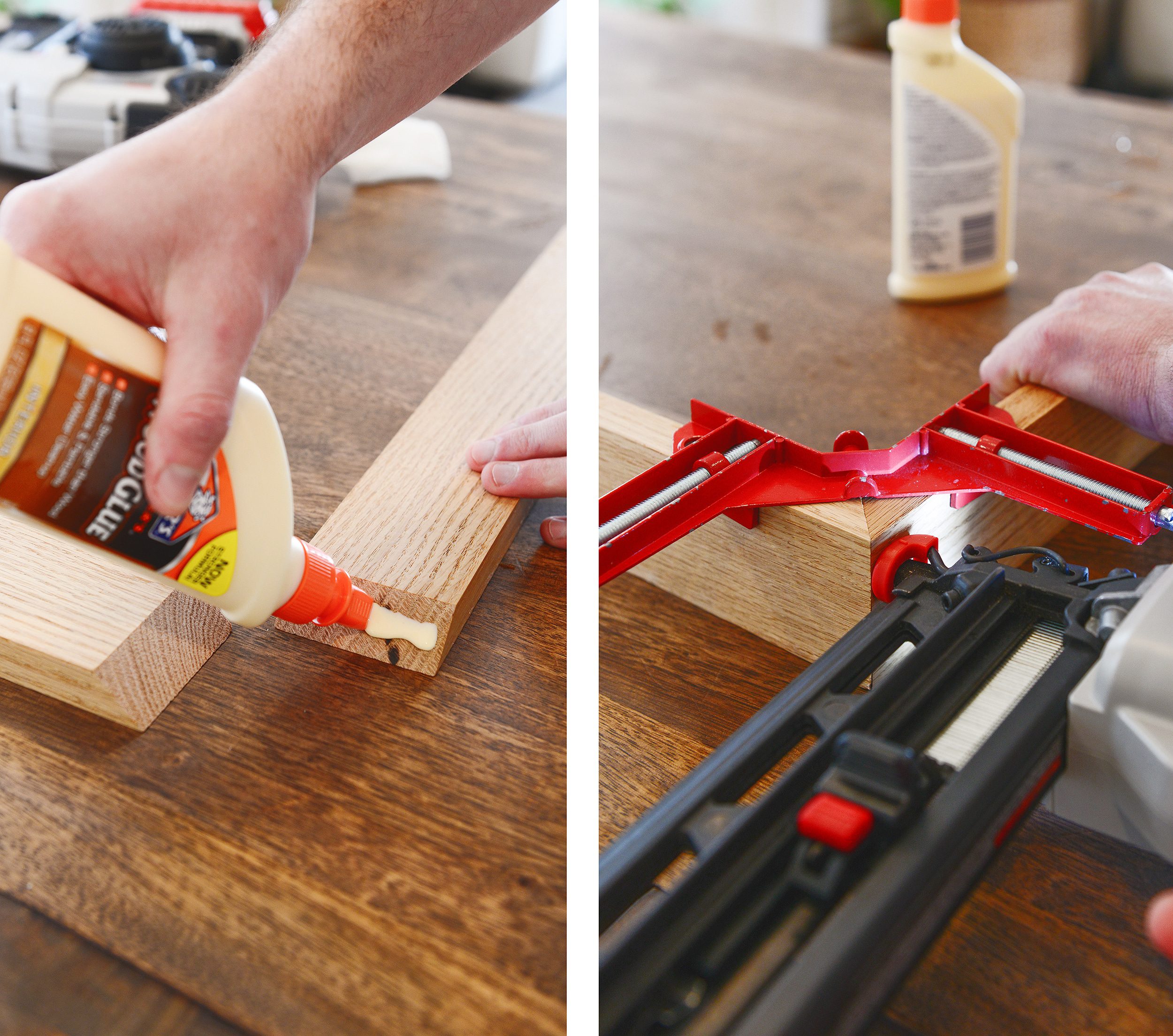 Making an oak frame for our DIY engineer print art | via Yellow Brick Home