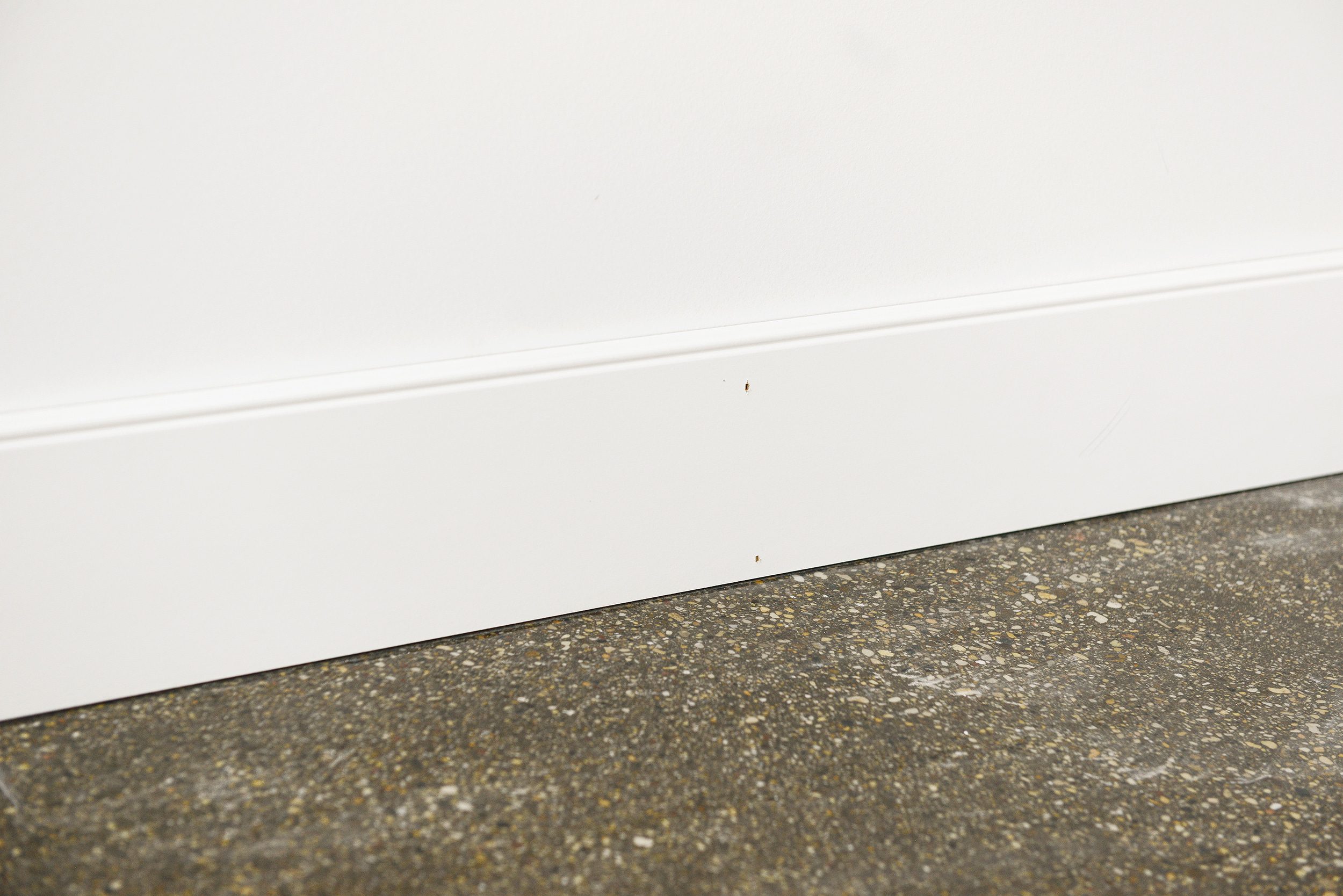 A detail of our baseboards in the basement of Unit 1 at the Two Flat | via Yellow Brick Home
