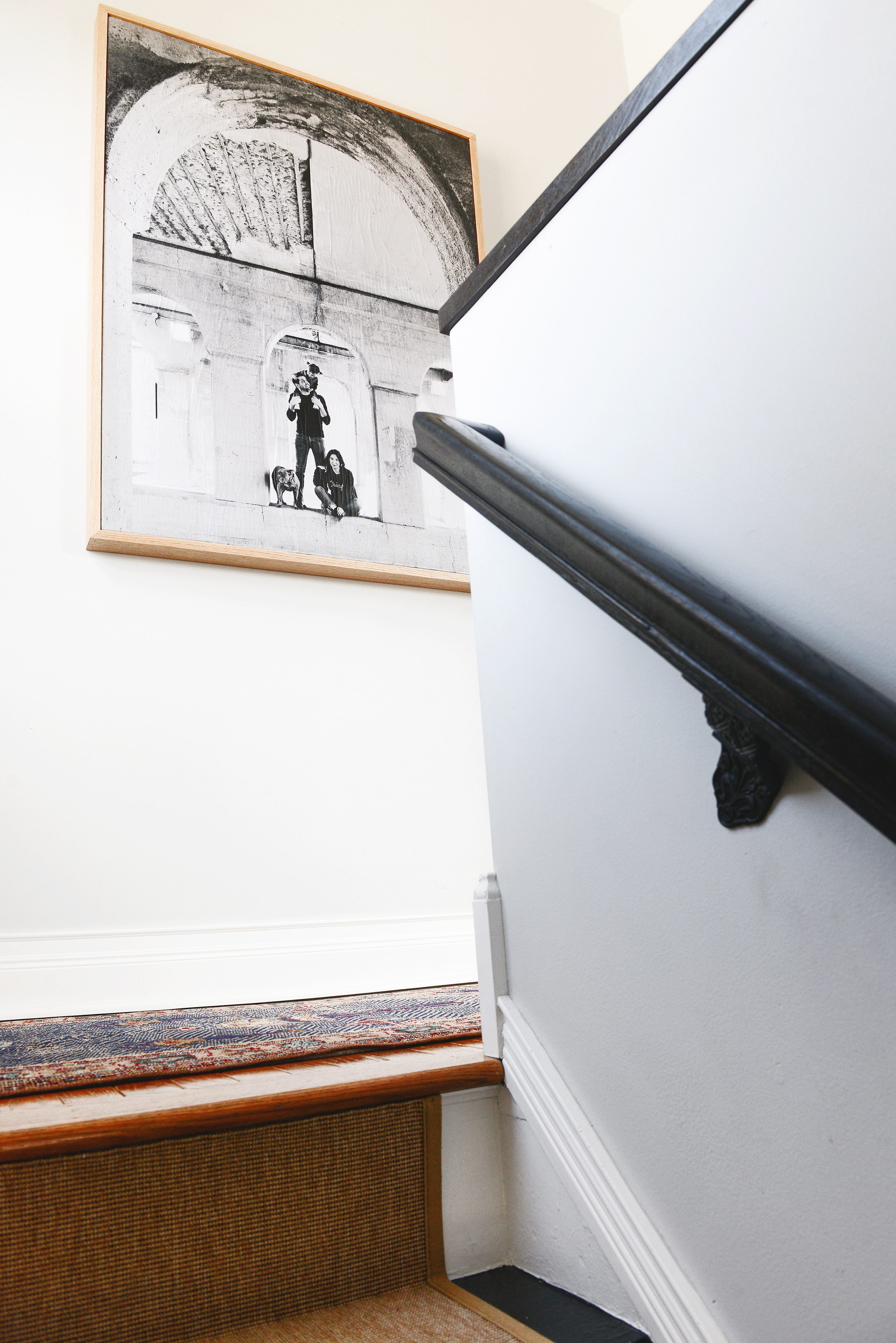 Large engineer print from the perspective of walking up the stairs | DIY engineer print art | via Yellow Brick Home