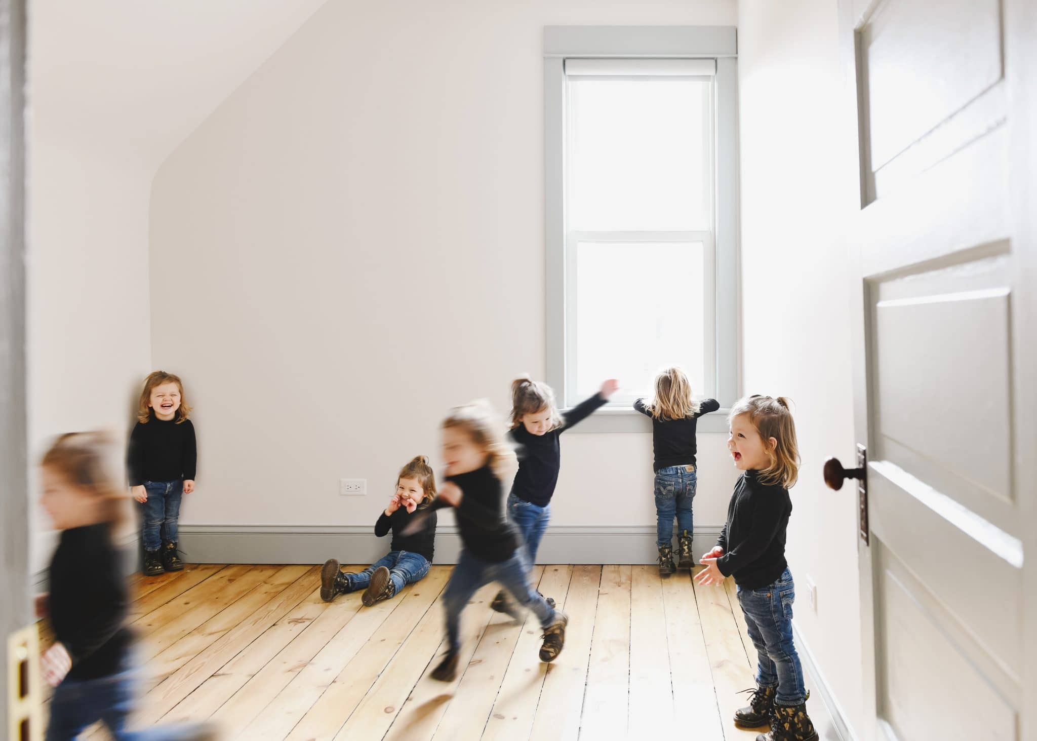 A composite photo of 7 Lucys in the Two Flat | creating a composite photo, via Yellow Brick Home