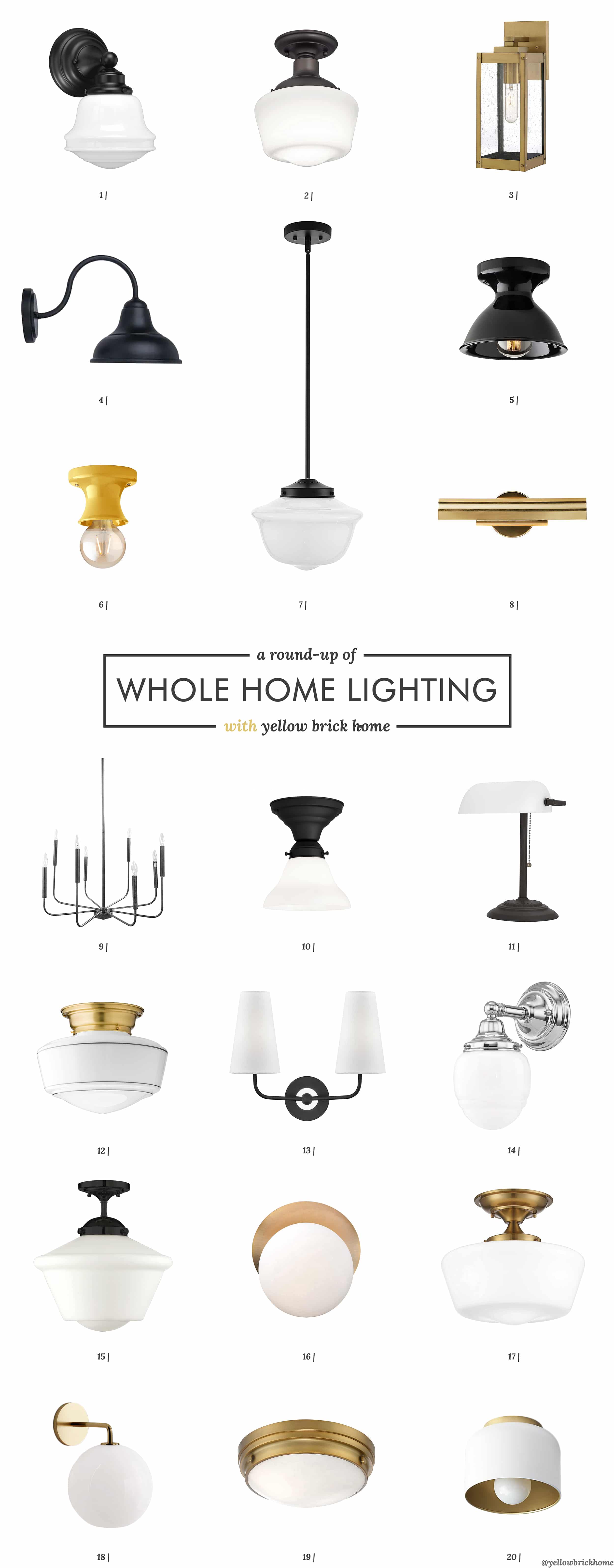 I've created a lighting resource that shares all the (non-vintage) fixtures we used throughout our Two Flat renovation. via Yellow Brick Home