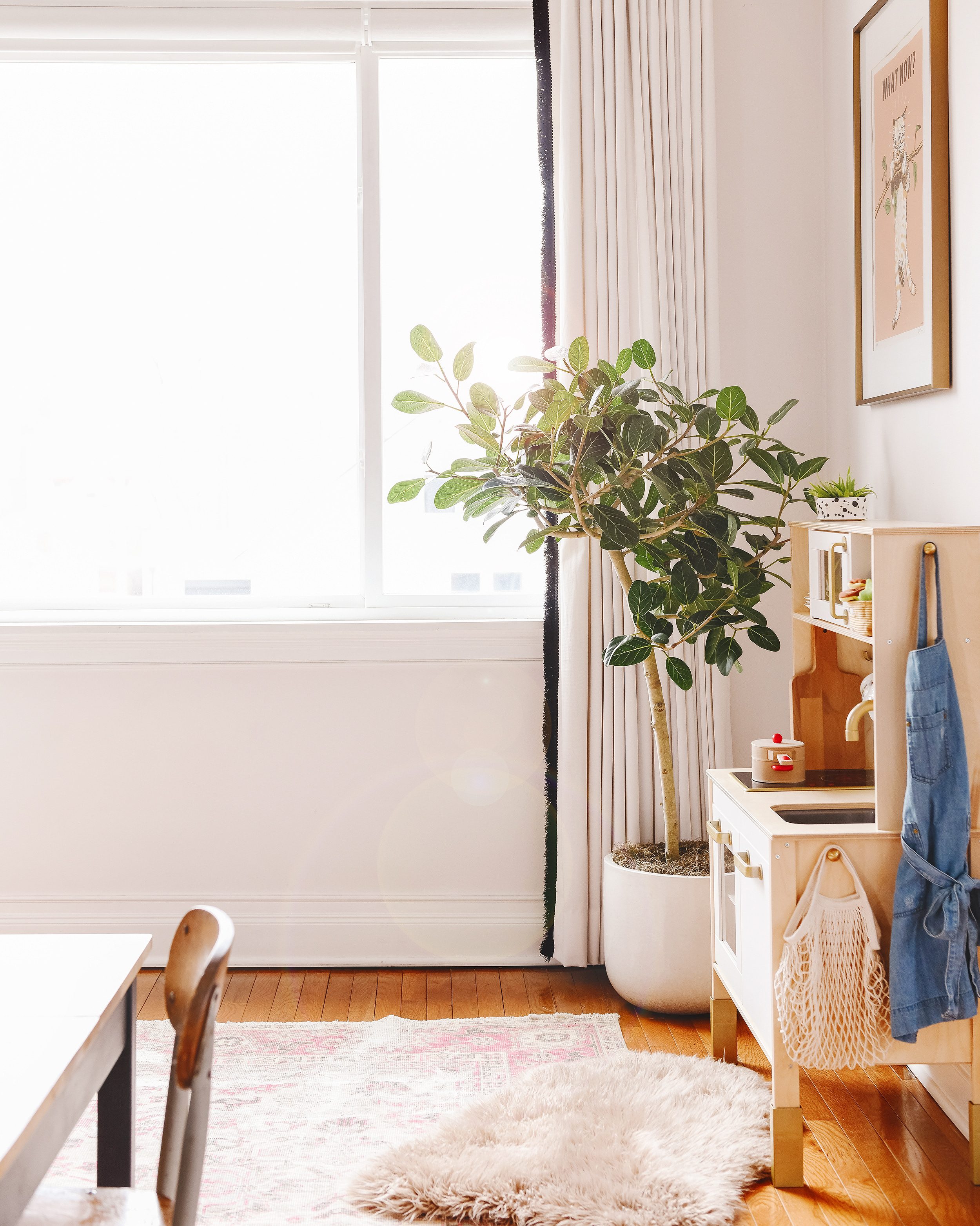 An Audrey Ficus in our playroom | via Yellow Brick Home, a family room and play room reveal!