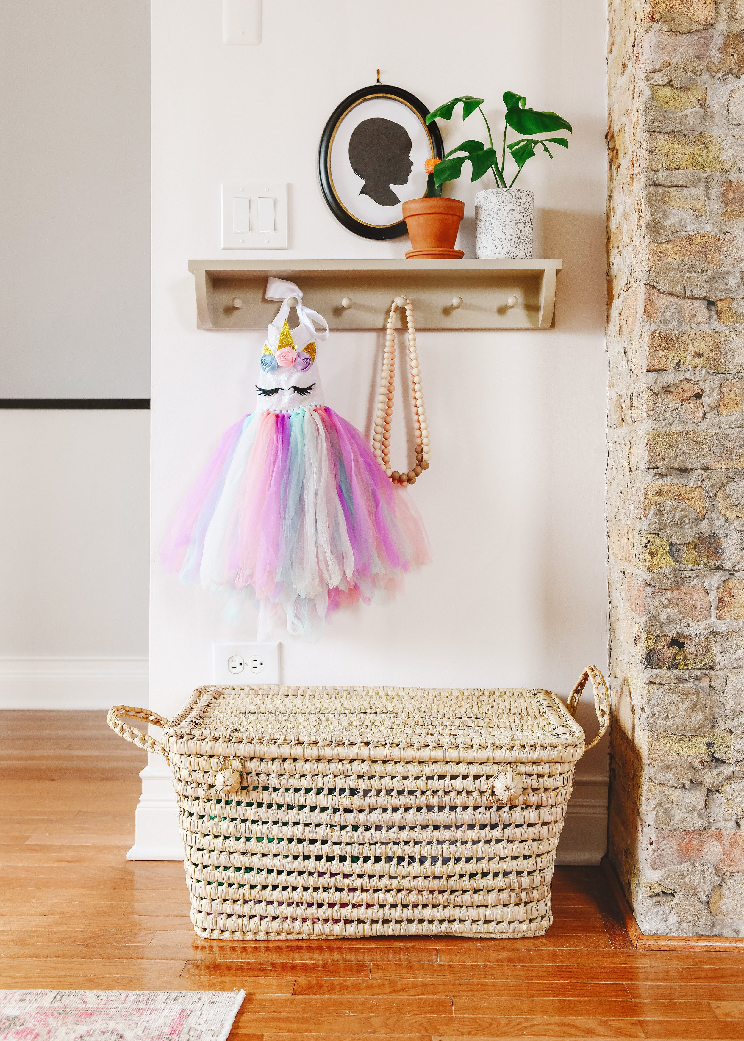 A dress up corner for Lucy | via Yellow Brick Home, a family room and play room reveal!