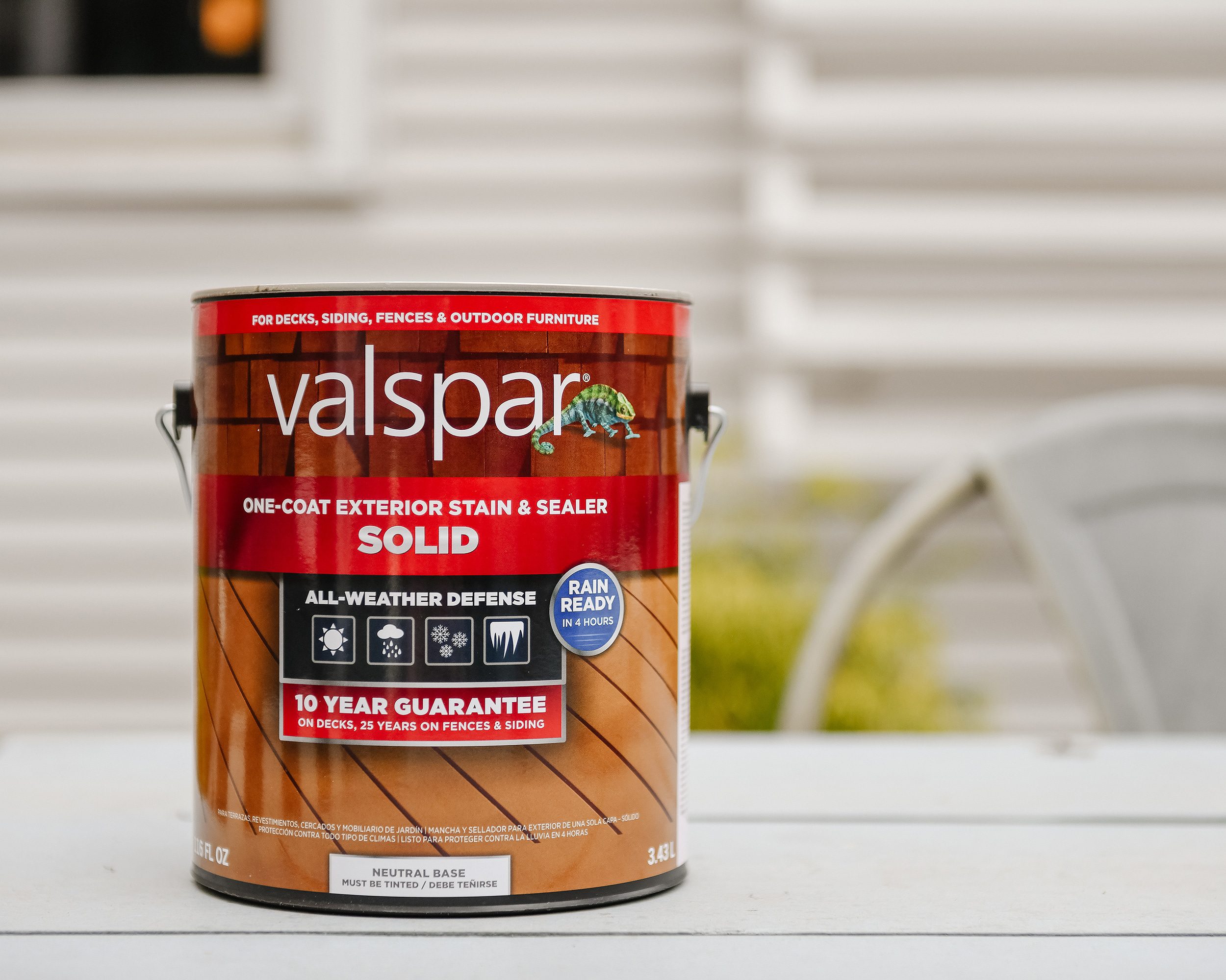 We used Valspar one-coat exterior stain & sealer in solid finish. The color is Darkest Night // via Yellow Brick Home