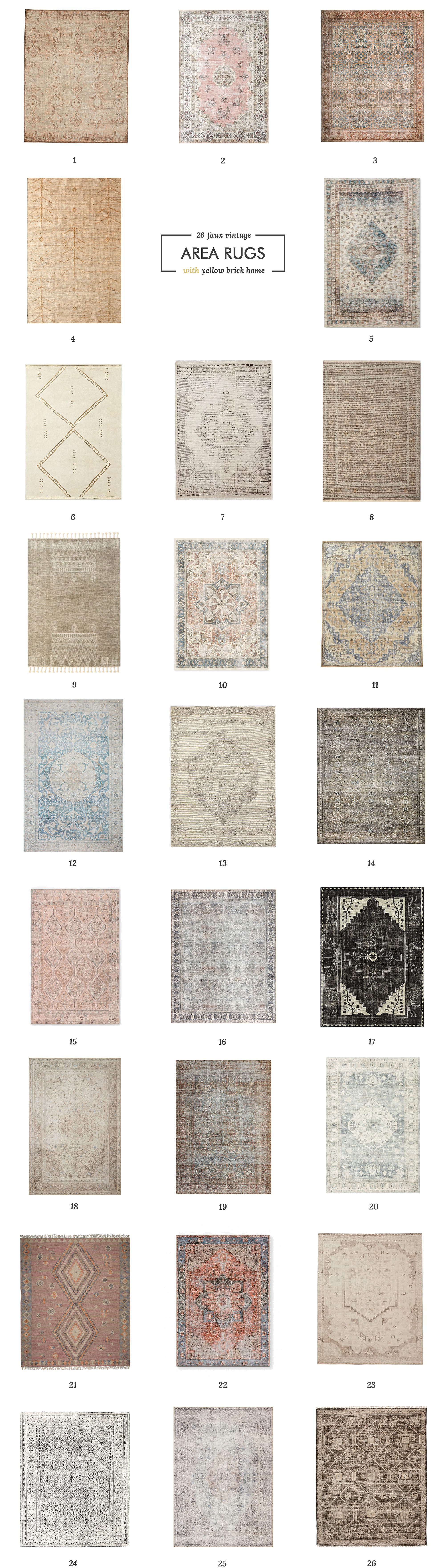 Faux Vintage Rug Round-Up! 26 of the best vintage/distressed rugs you can purchase today | via Yellow Brick Home
