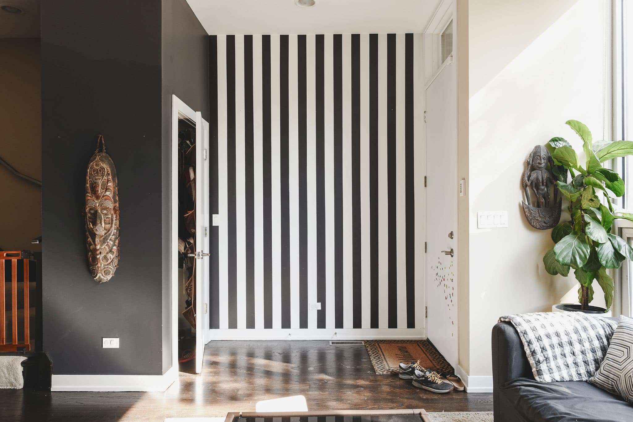 Striped entryway (before) | via Yellow Brick Home