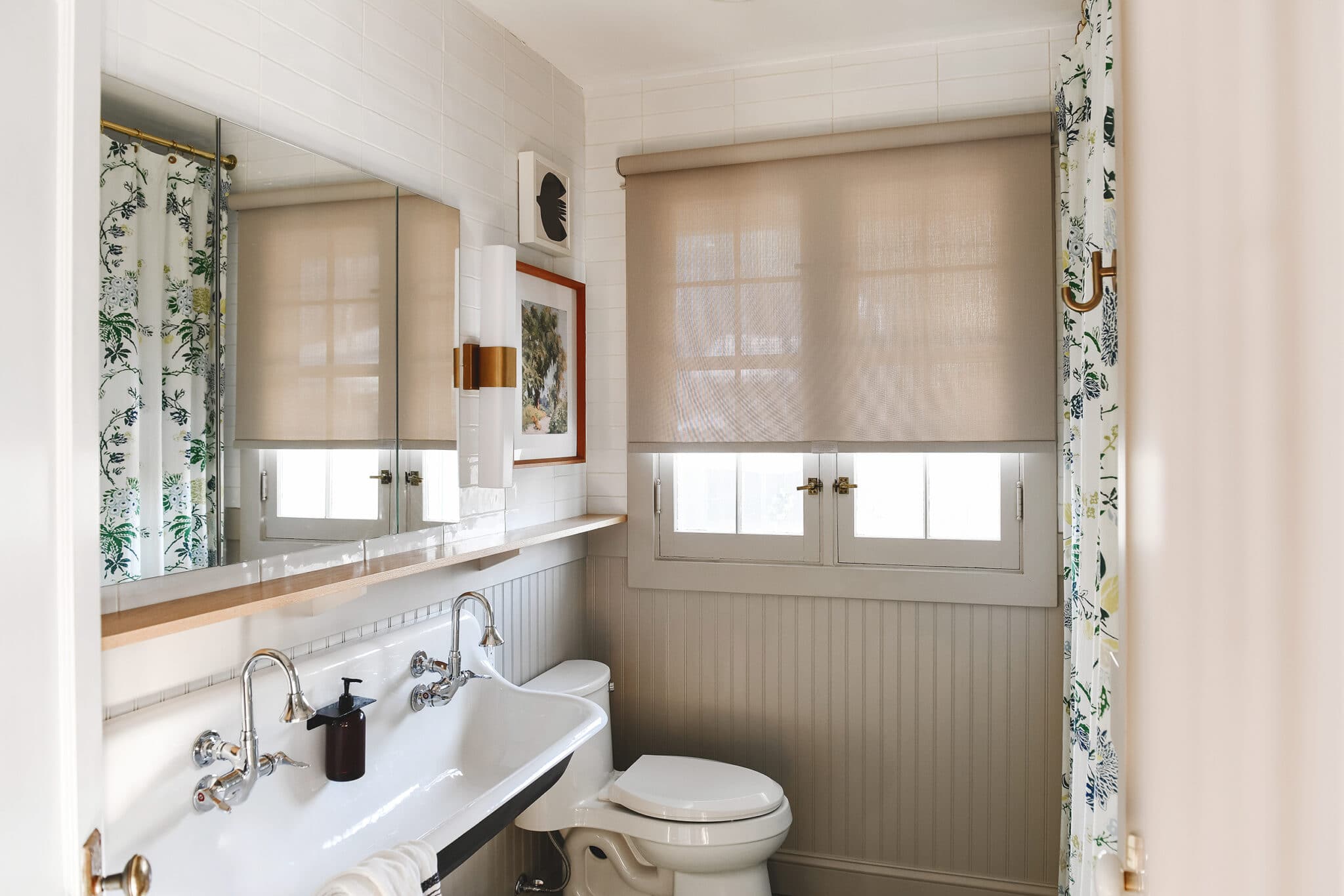 The solar shade in the bathroom matches the trim color more perfectly than we could have imagined!