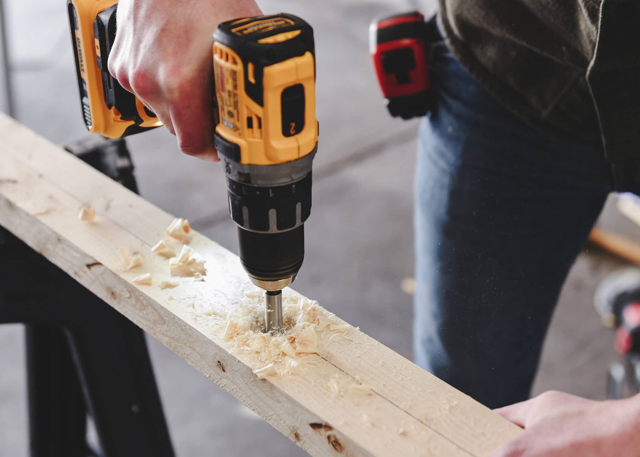 We used a 1 1/4" Forstner bit on our drill to cut perfectly sized holes for the rungs. via // yellowbrickhome
