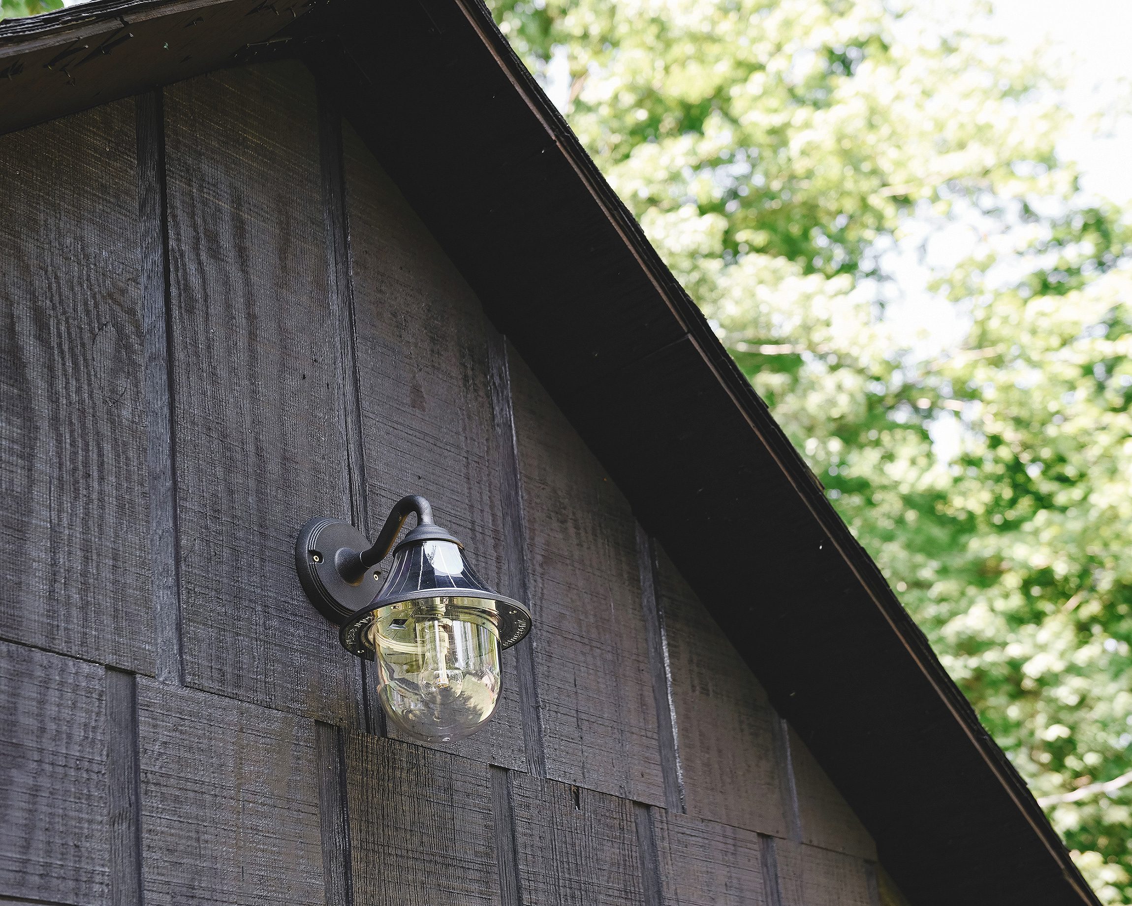 A close up of our solar light fixture during the say | via Yellow Brick Home
