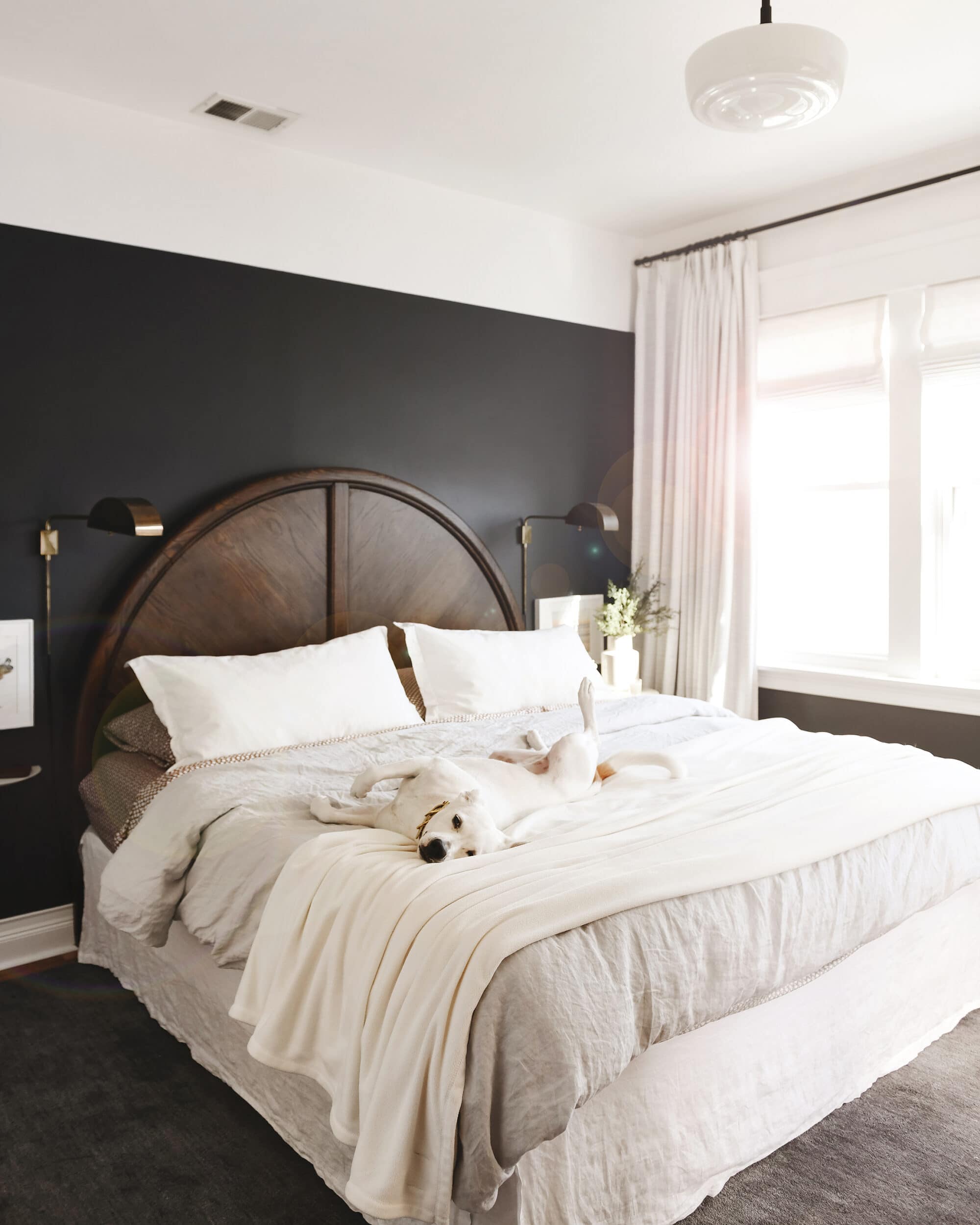 Dark and moody bedroom with natural light // via Yellow Brick Home