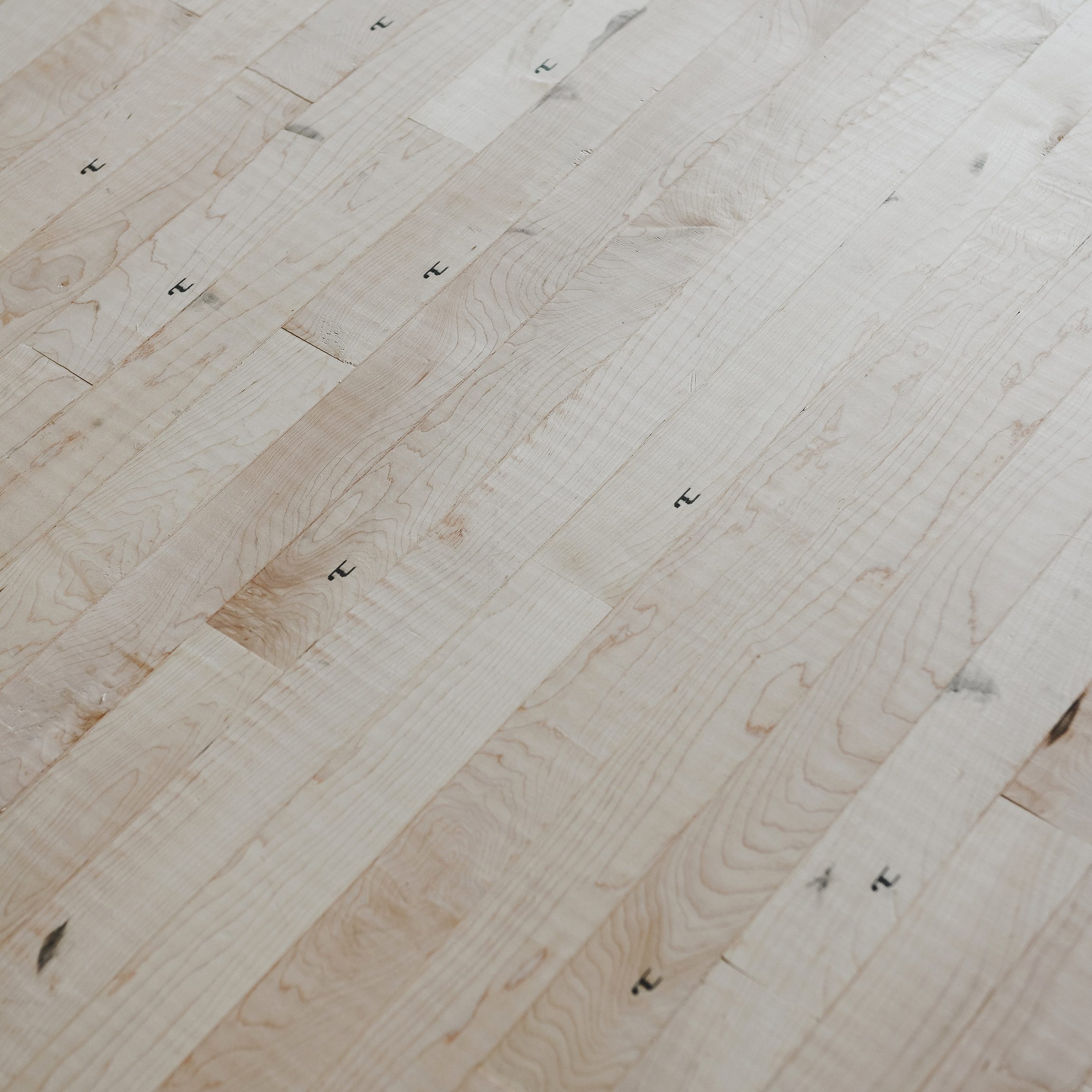 Newly installed maple hardwood floors, a close up | via Yellow Brick Home