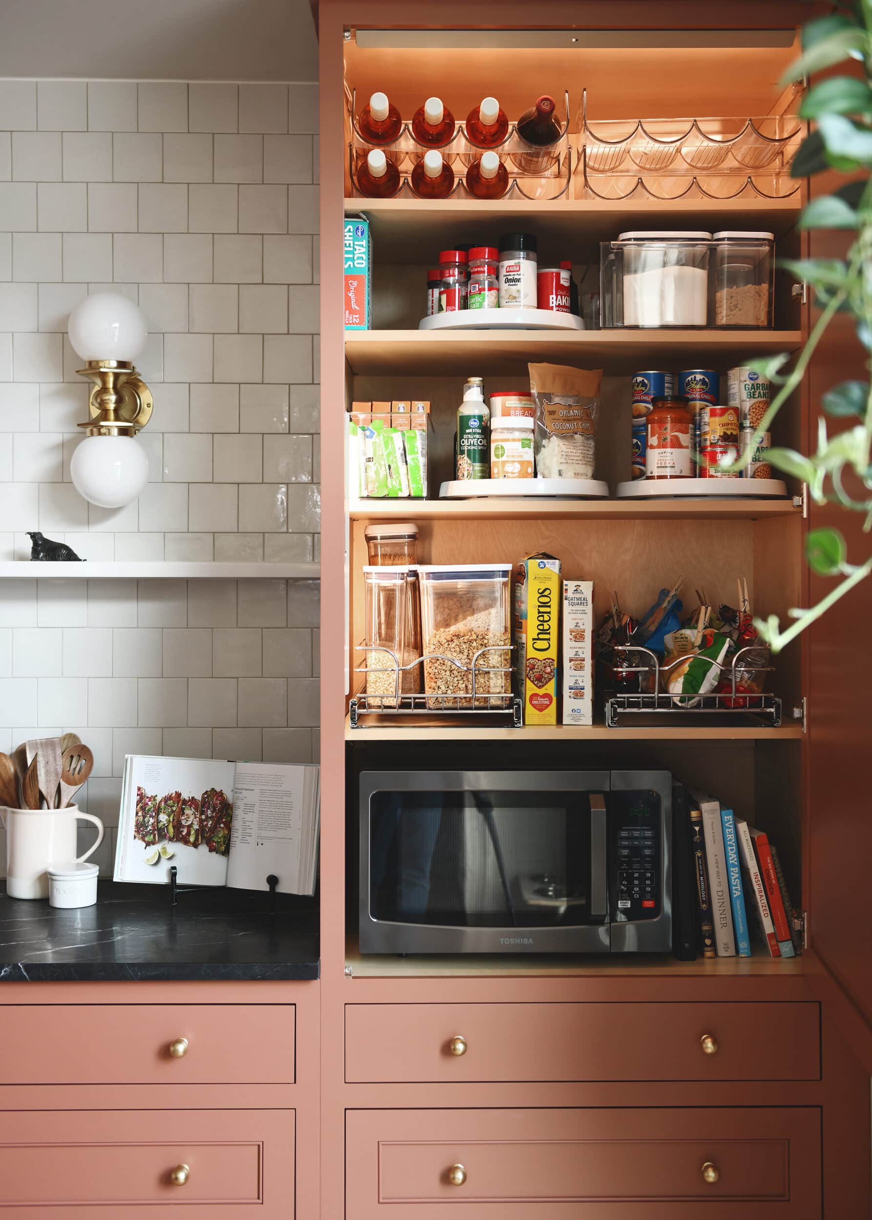 A full view into our pantry, via Yellow Brick Home // kitchen organization ideas