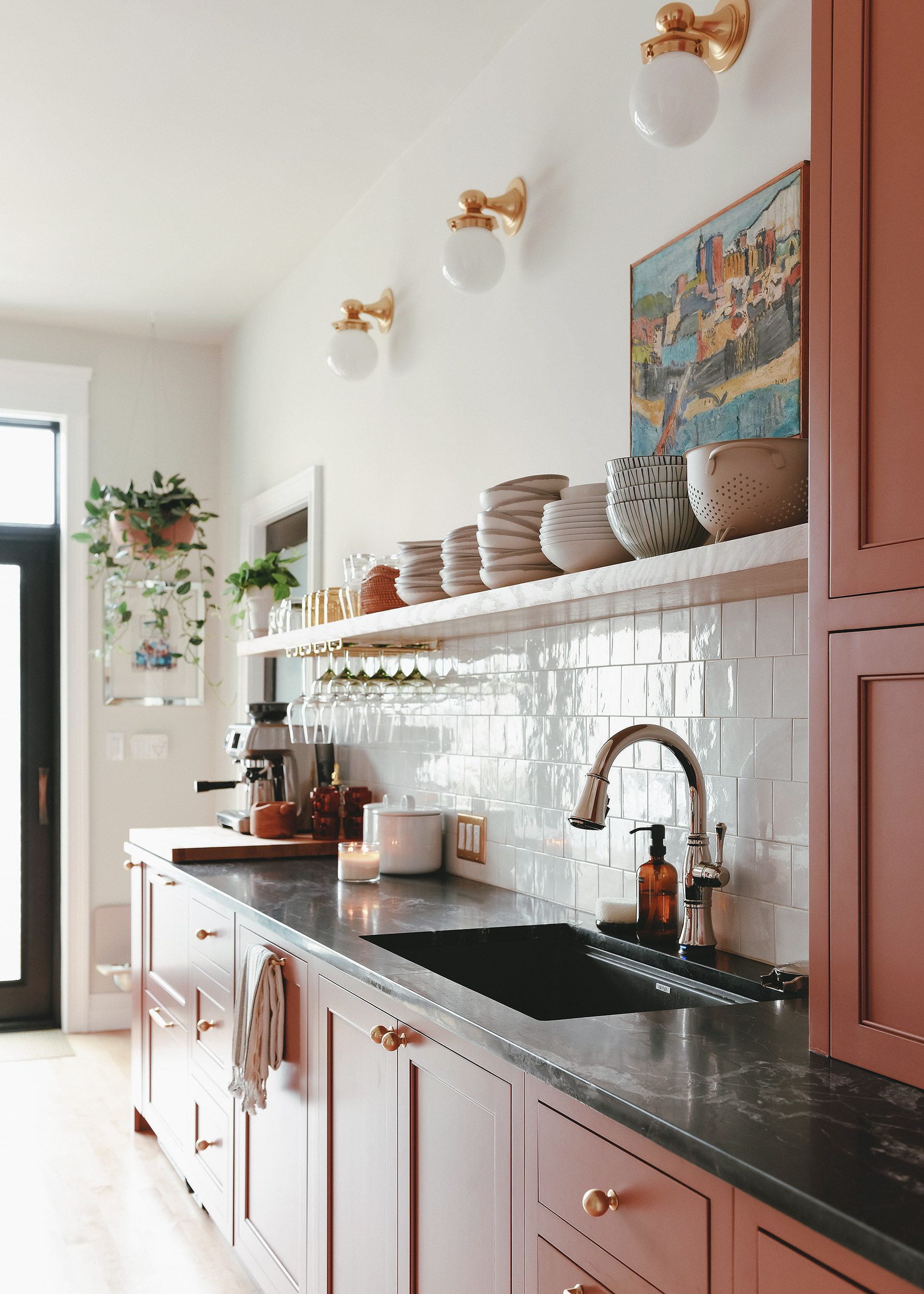 The 'wet' wall of our newly-completed kitchen // via Yellow Brick Home