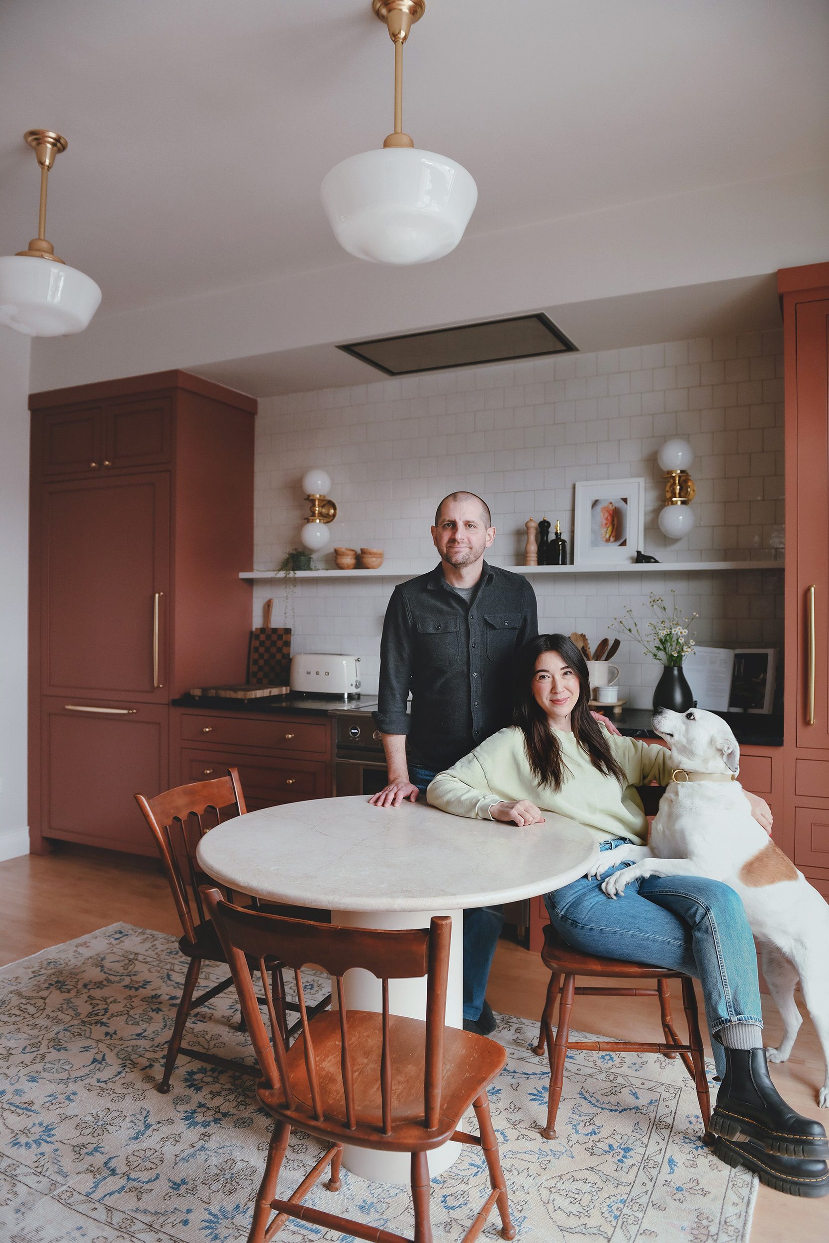 Kim and Scott in their newly renovated Chicago kitchen! | via Yellow Brick Home