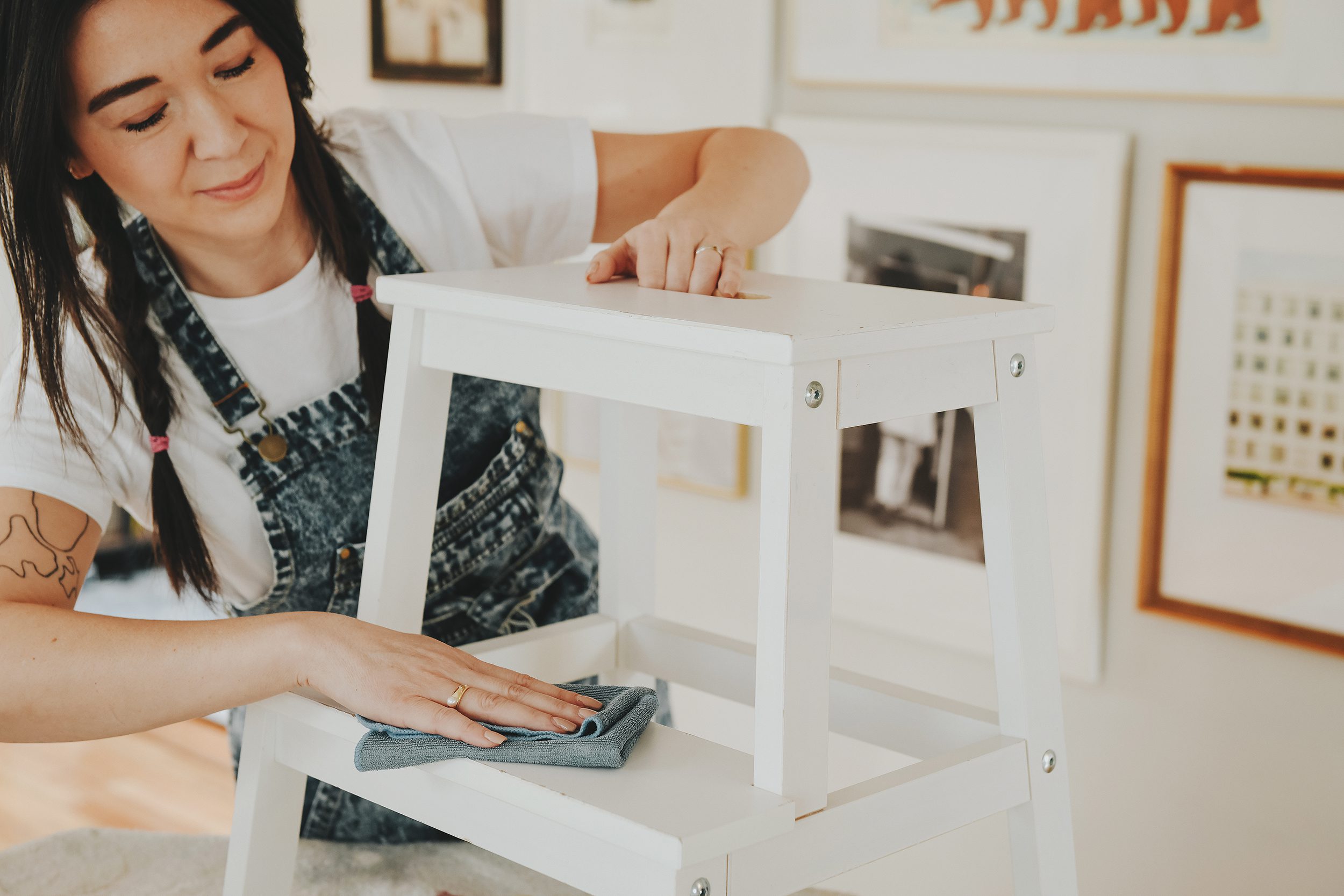Cleaning furniture in preparation for paint, how to paint furniture | via Yellow Brick Home