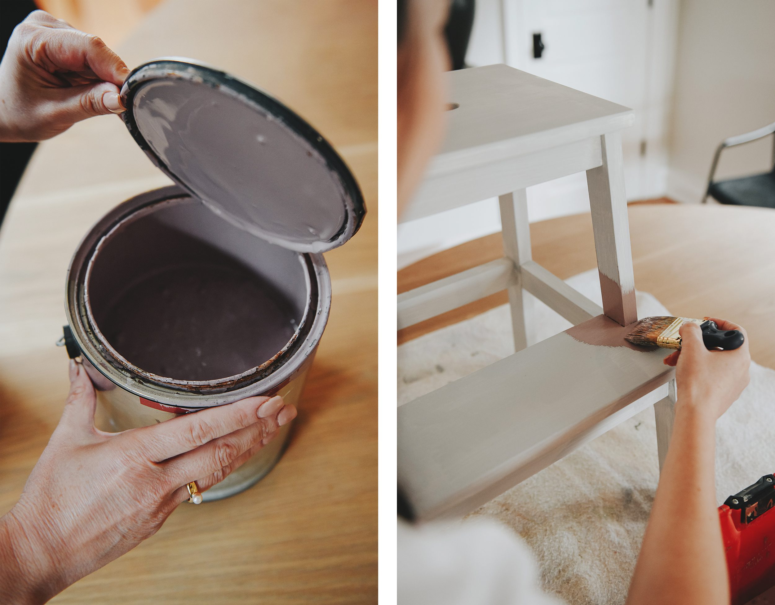 Cutting in with paint on a furniture makeover, how to paint furniture | via Yellow Brick Home