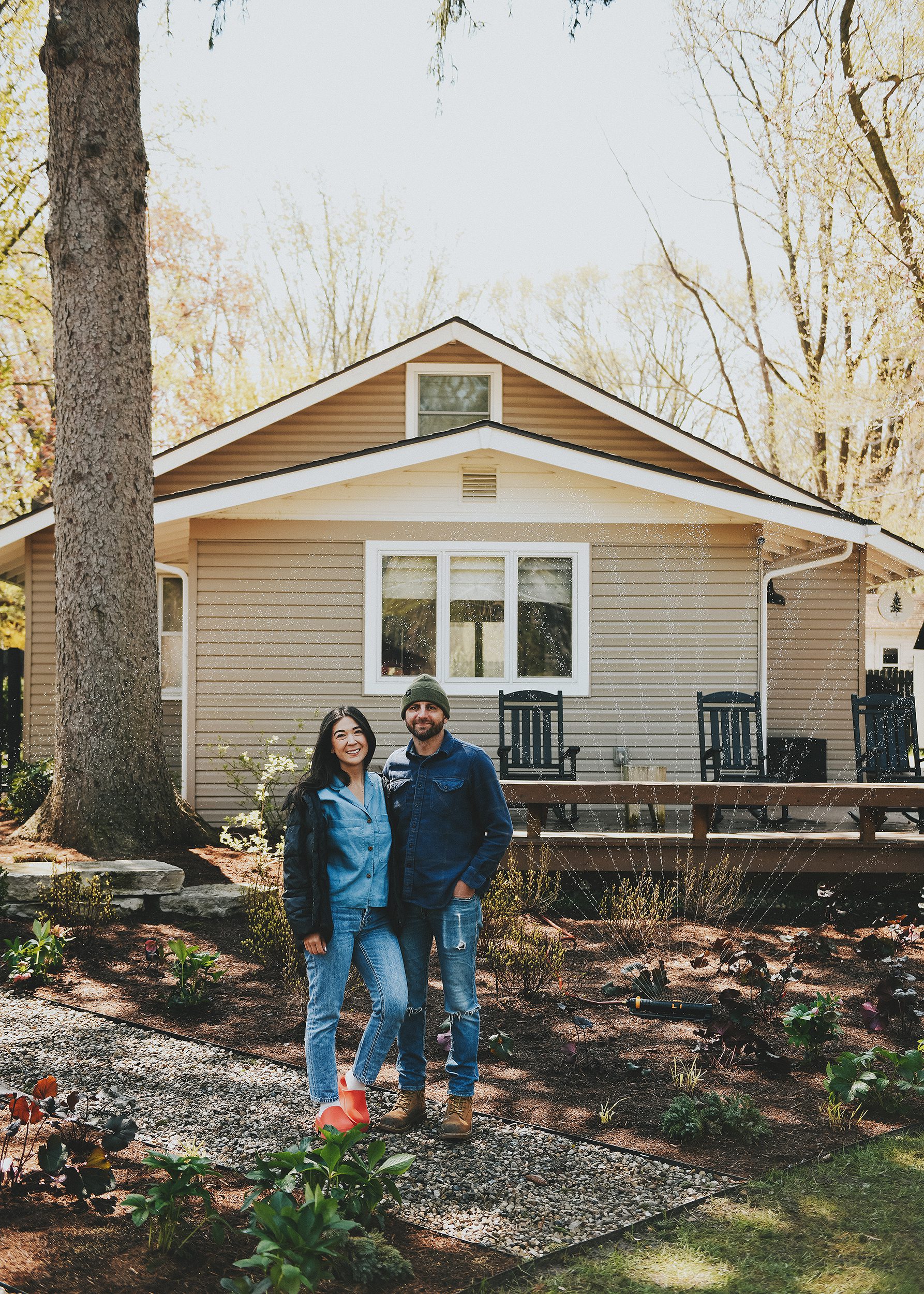 Scott + Kim after completing the landscaping project  // via Yellow Brick Home