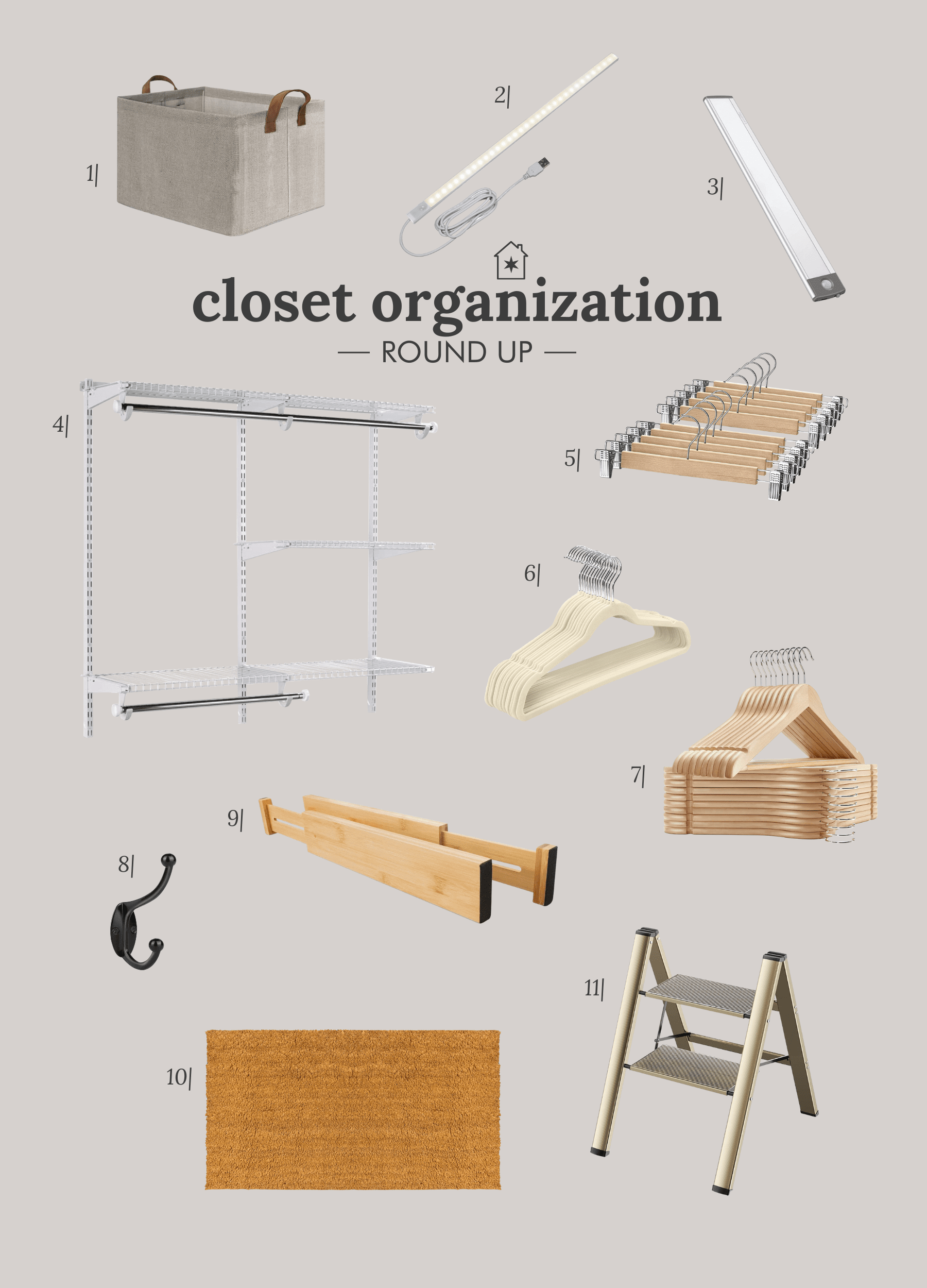 A round up of closet essentials for a closet that works harder for you! The ladder is essential. | via Yellow Brick Home