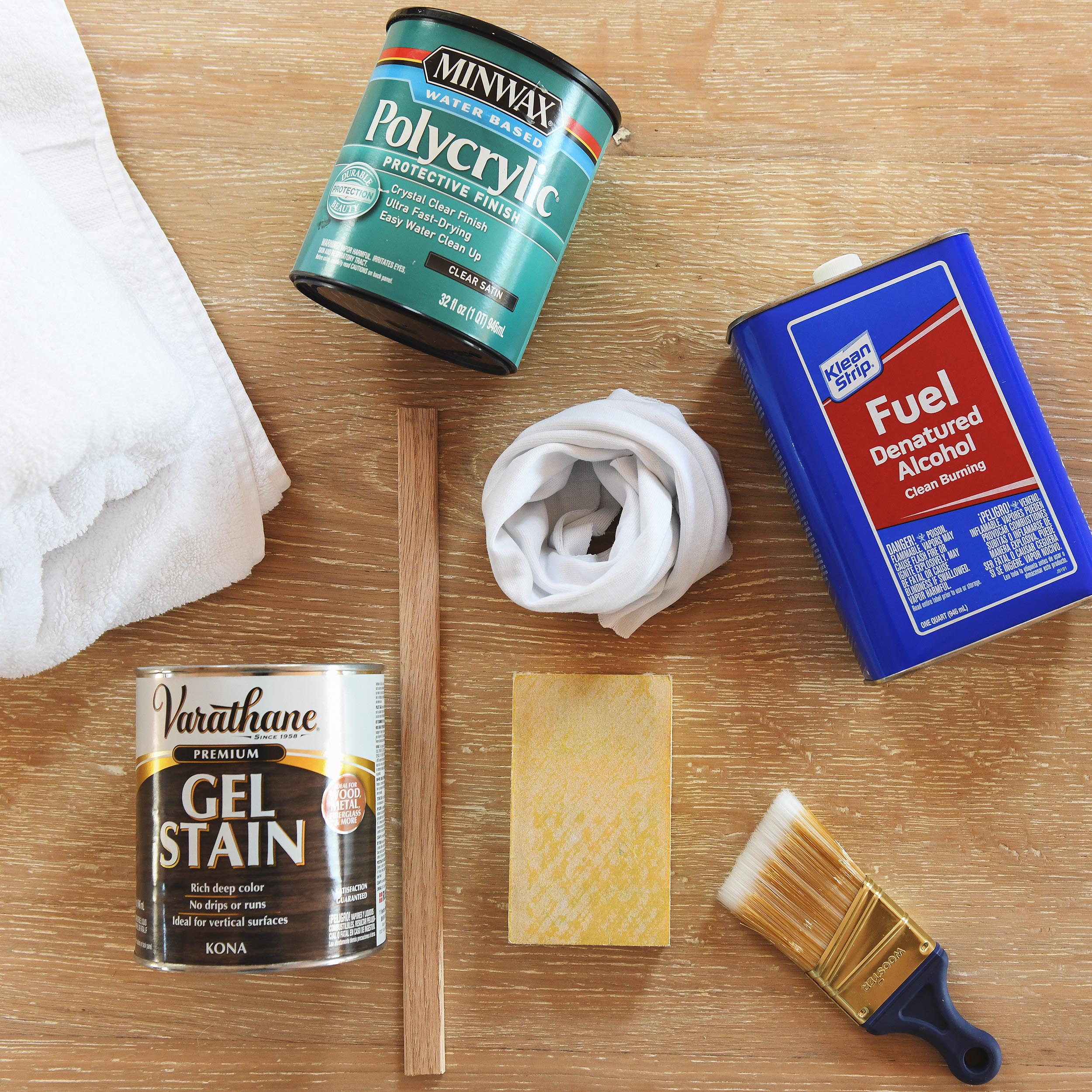 Supplies needed for a gel stain project | how to gel stain furniture, tutorial by Yellow Brick Home
