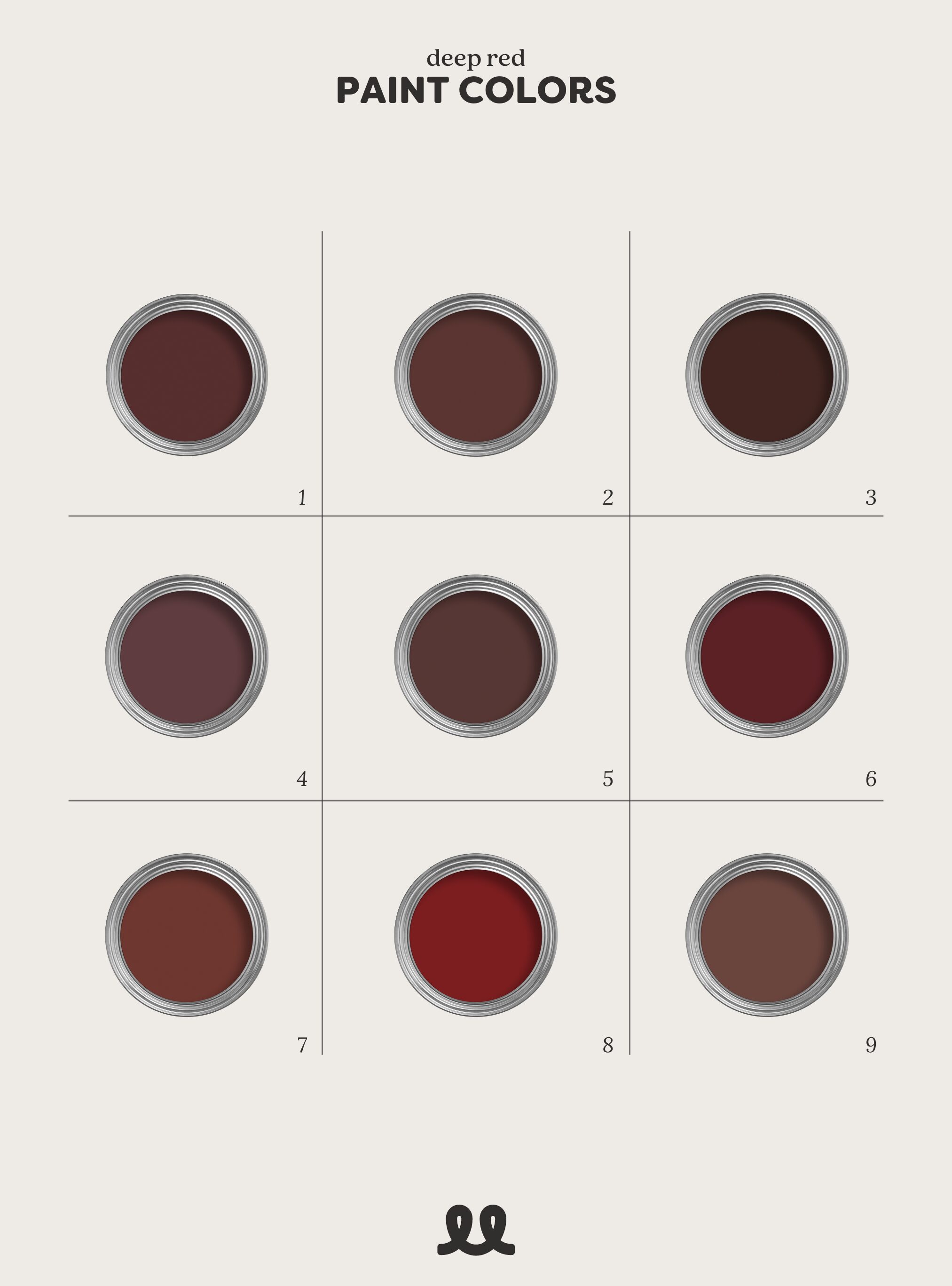 deep red paint color samples on a grid by yellowbrickhome