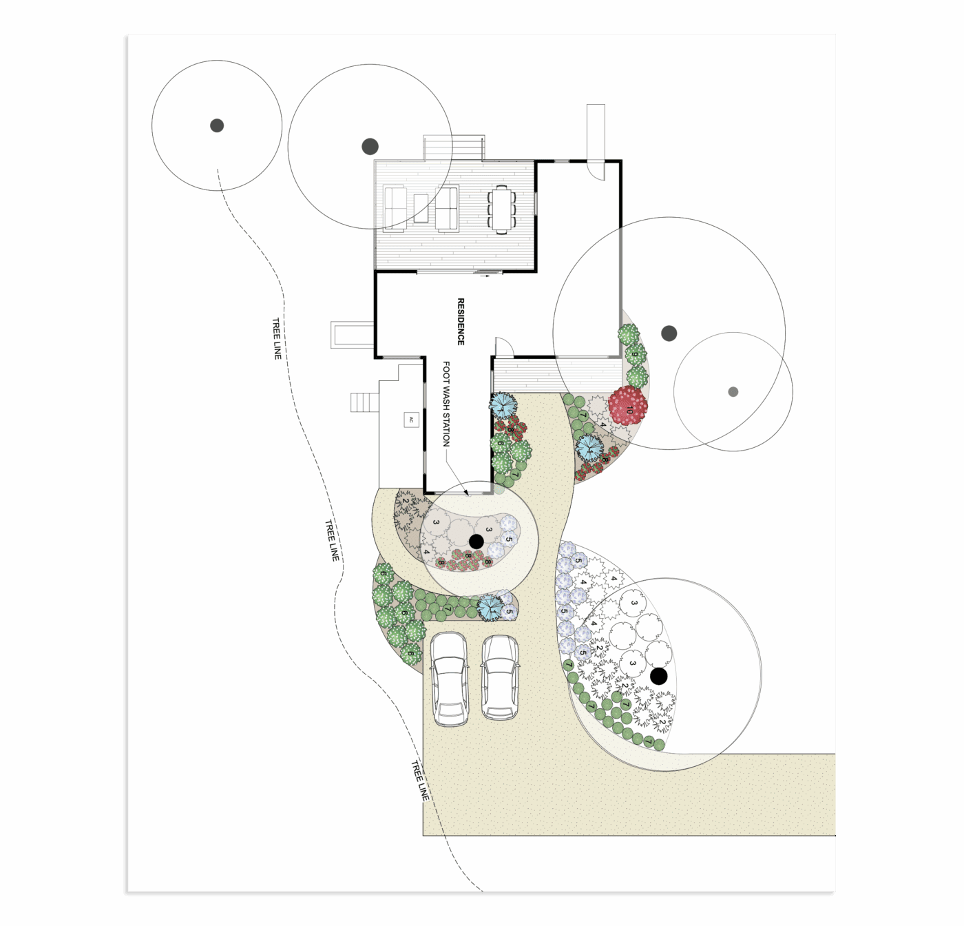 Early plans of the Red House's exterior landscape and deck work // via Yellow Brick Home
