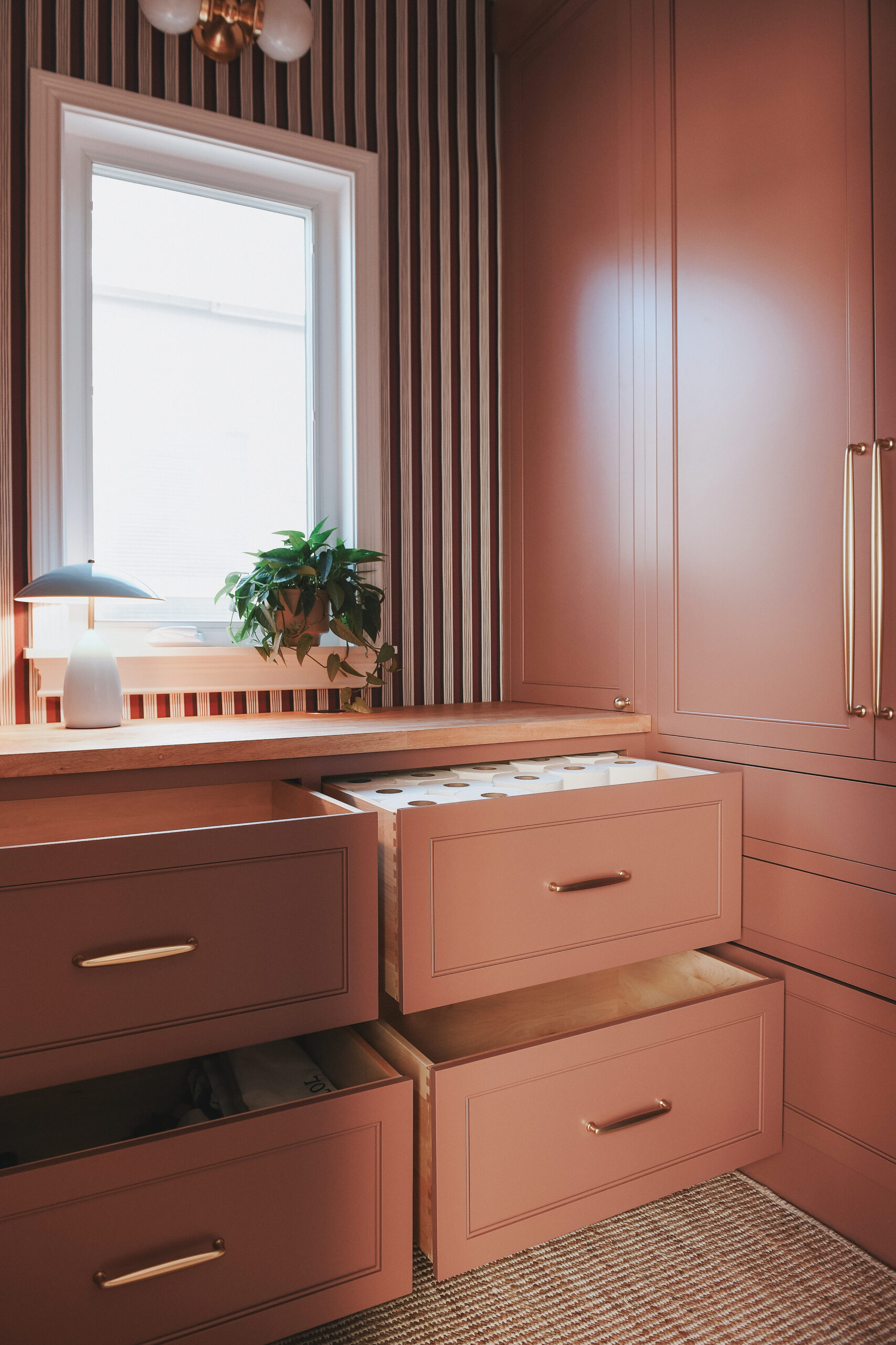 The four large drawers under the pantry countertop // via Yellow Brick Home