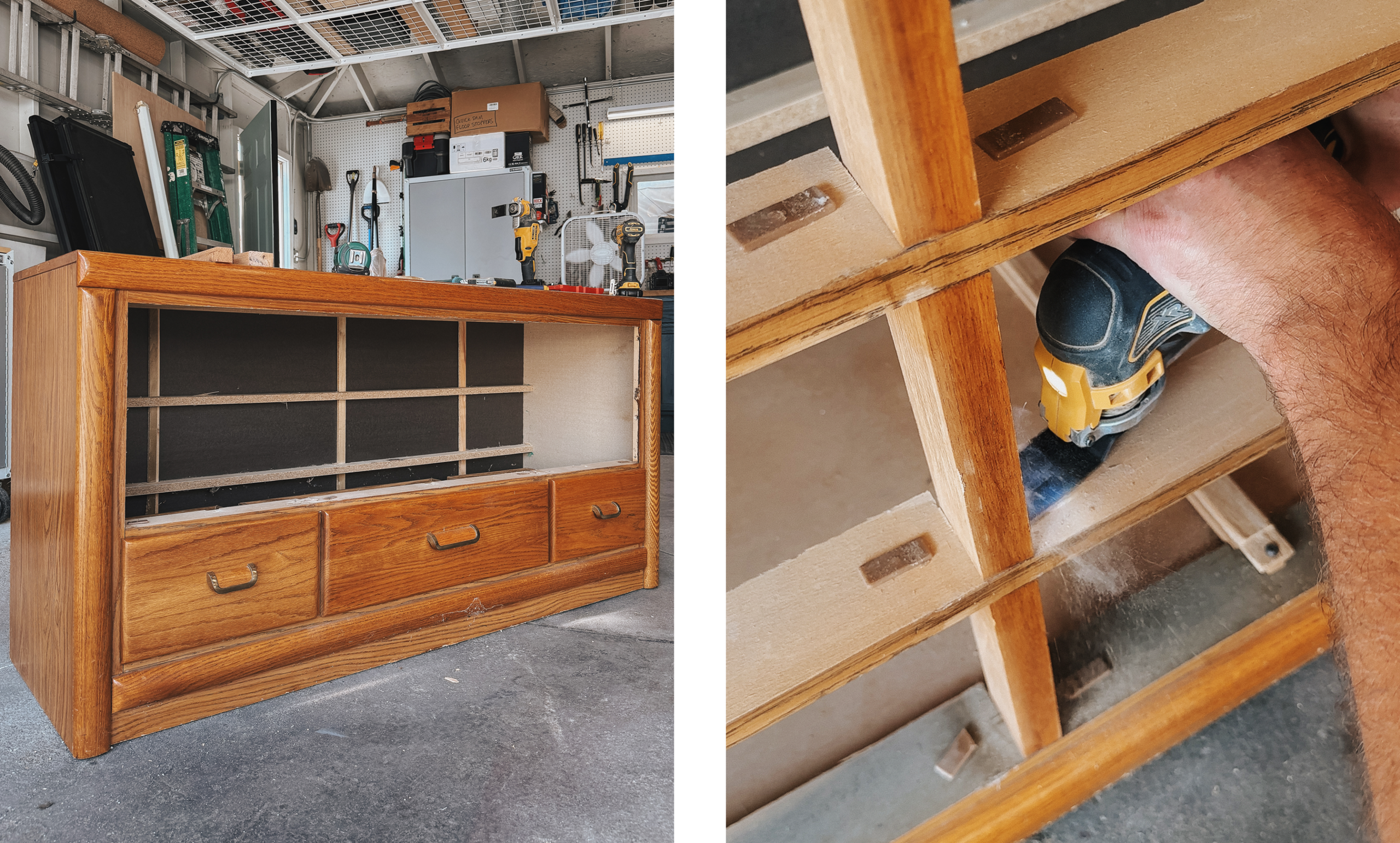 The dresser in progress // via Yellow Brick Home