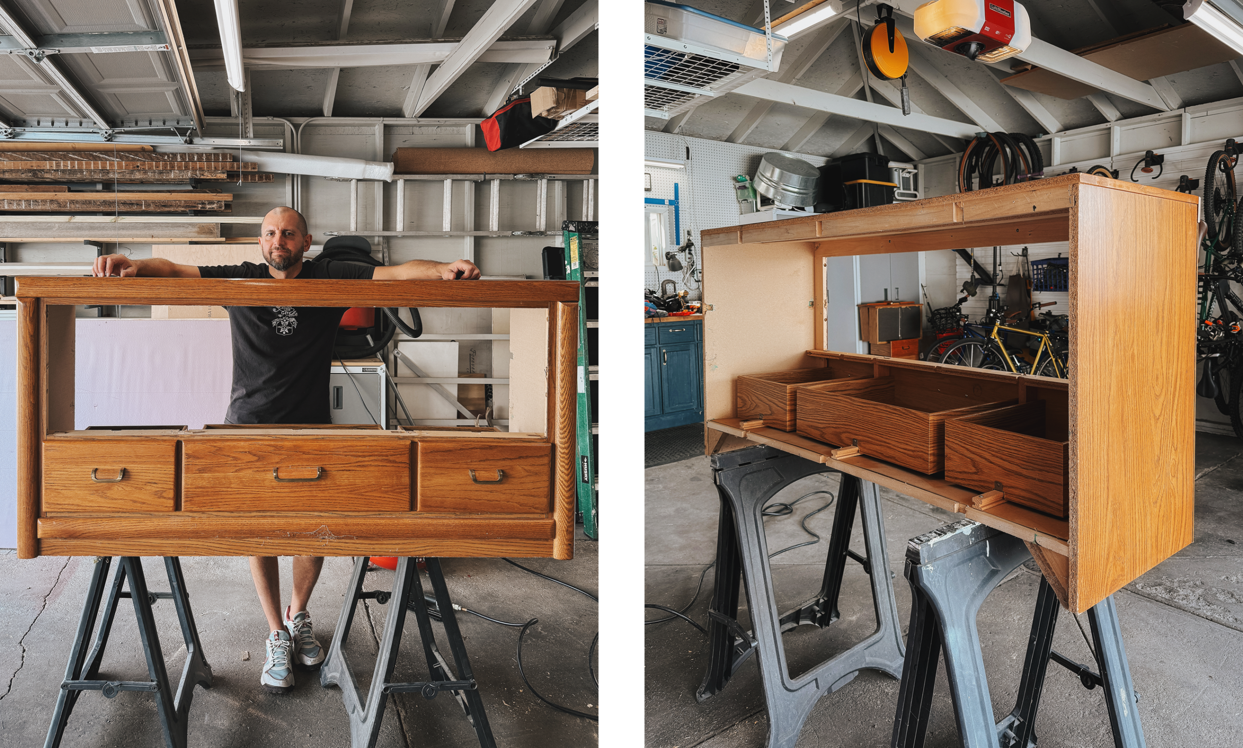 The dresser in progress // via Yellow Brick Home