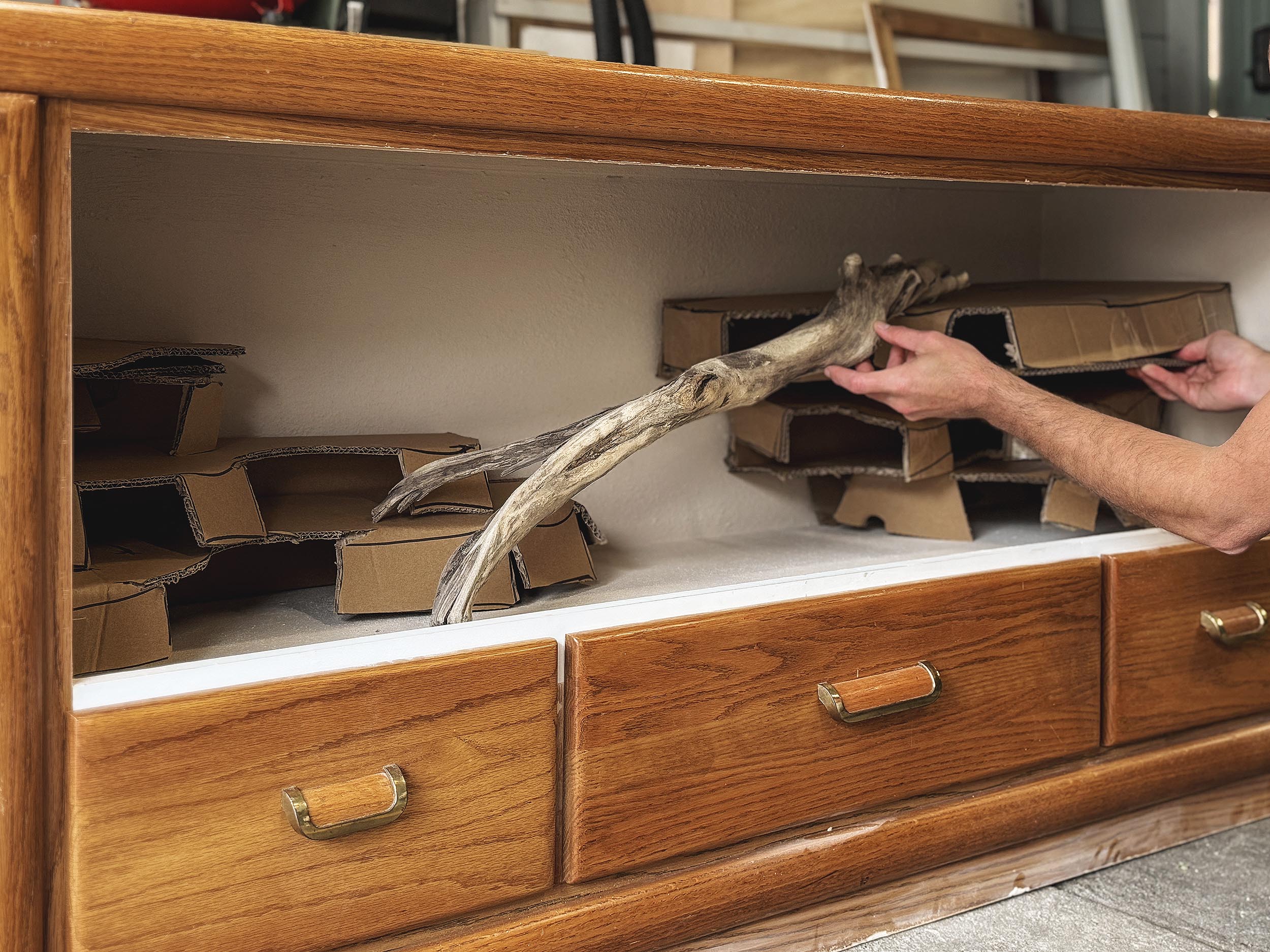 Making templates for the rockwork // via Yellow Brick Home