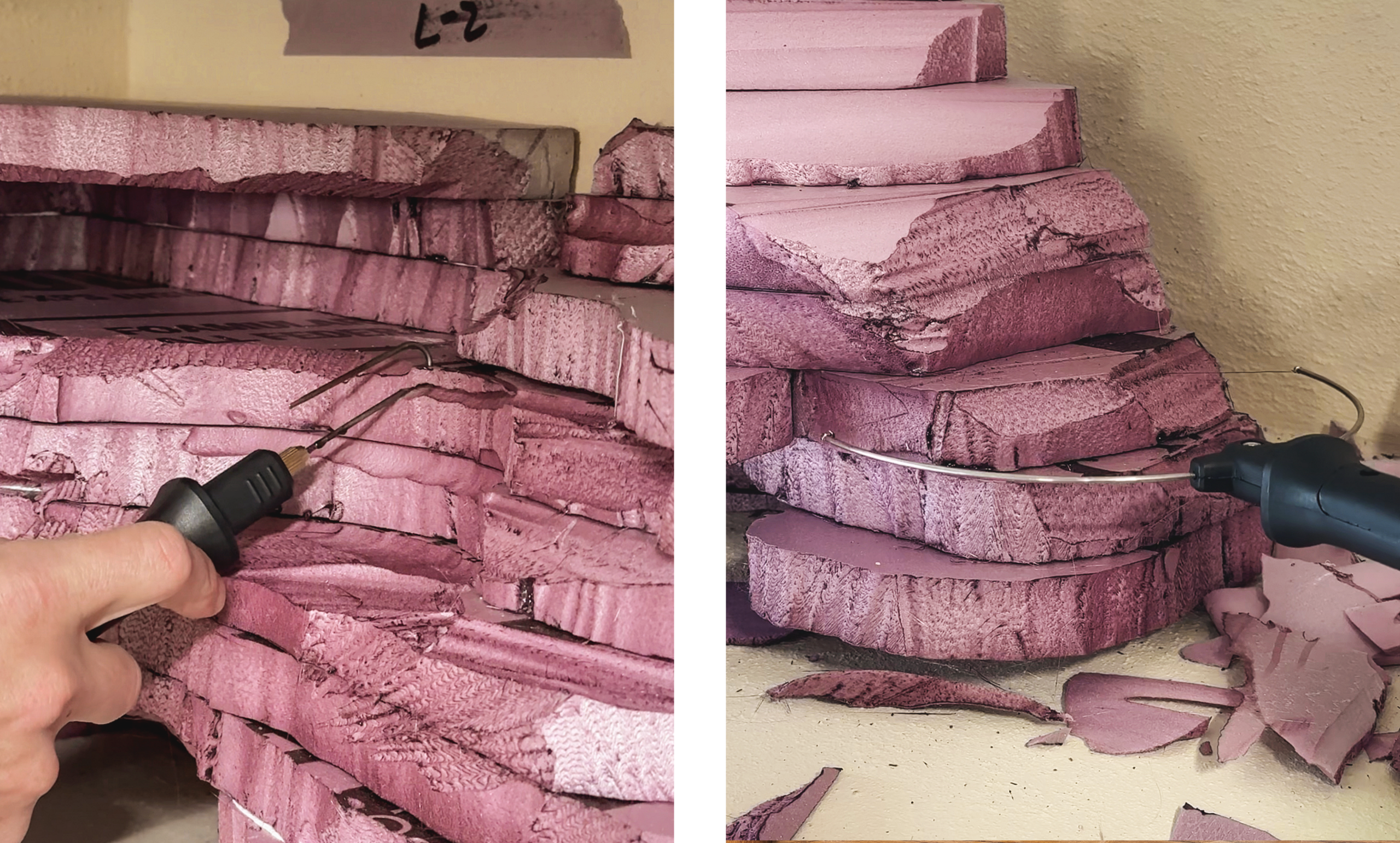 Cutting the foam // via Yellow Brick Home
