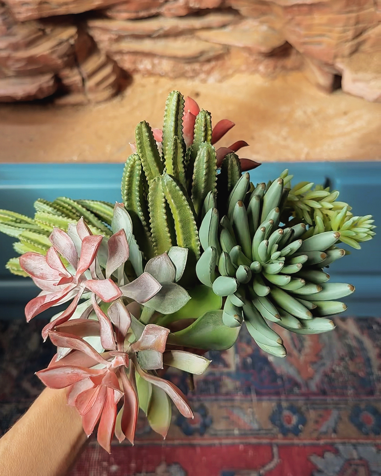 Faux succulents // via Yellow Brick Home