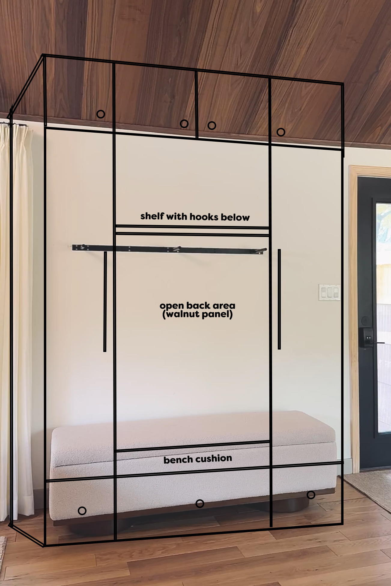 Early sketches of our Red House 'mudroom' cabinetry // via Yellow Brick Home