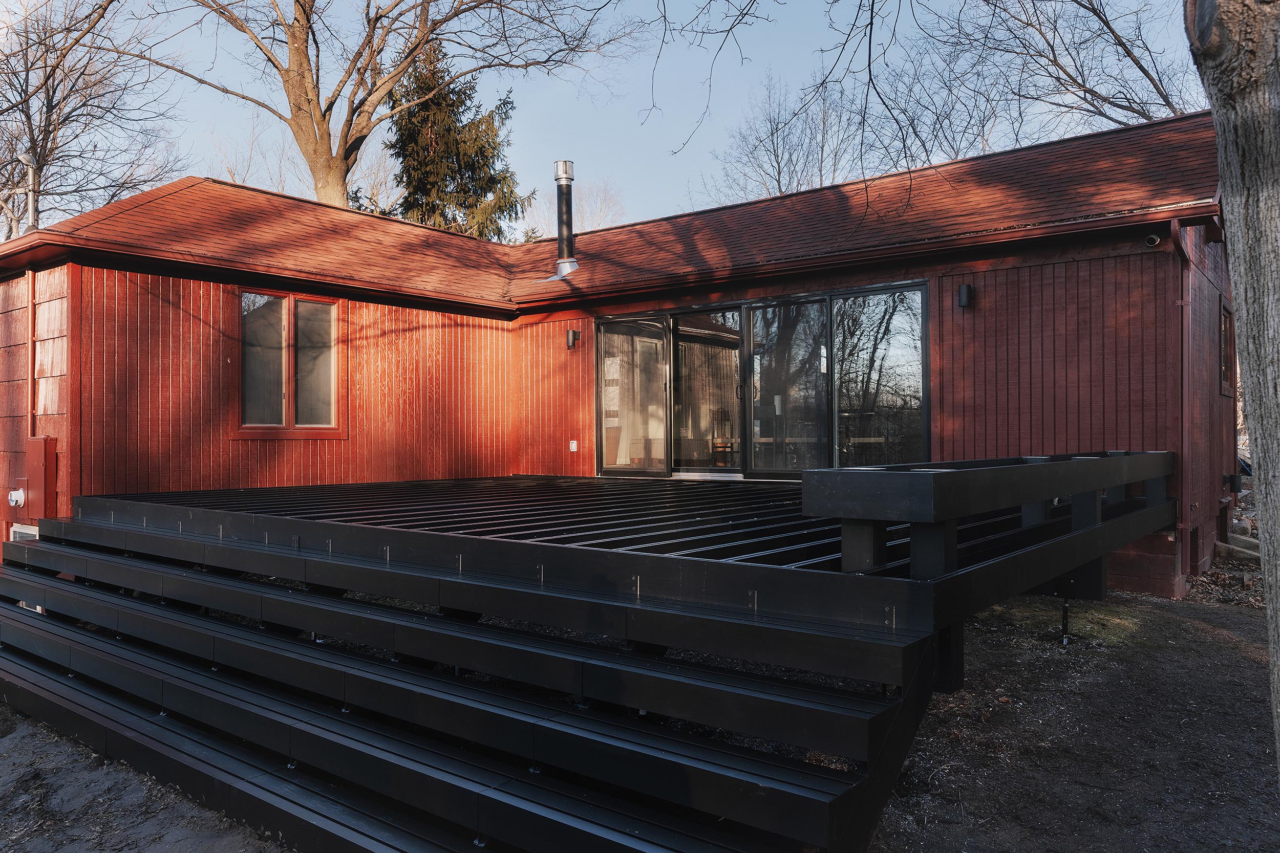 The aluminum framing system of our TimberTech deck at our Michigan Red House // via Yellow Brick home