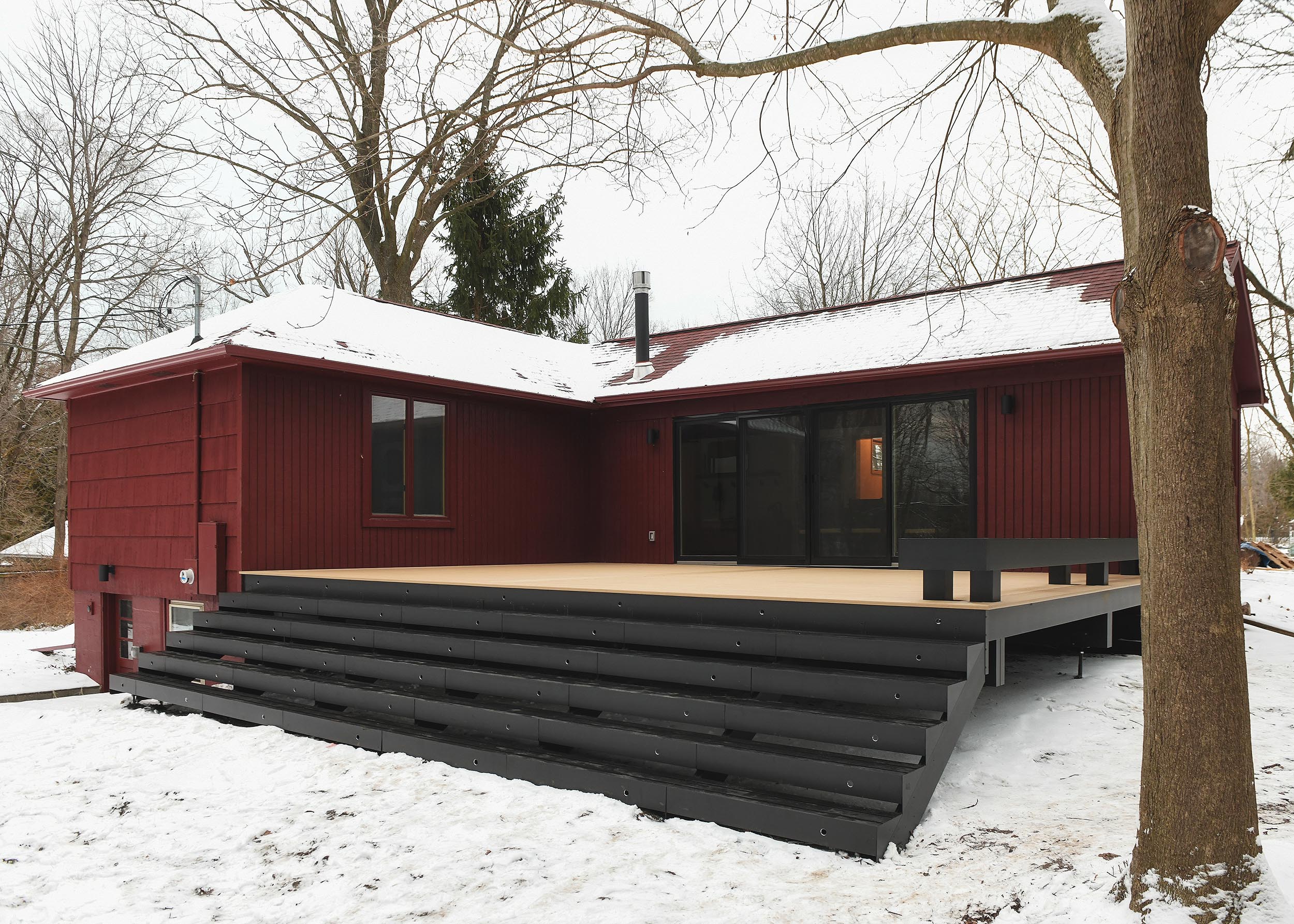 The aluminum framing system of our TimberTech deck at our Michigan Red House // via Yellow Brick home