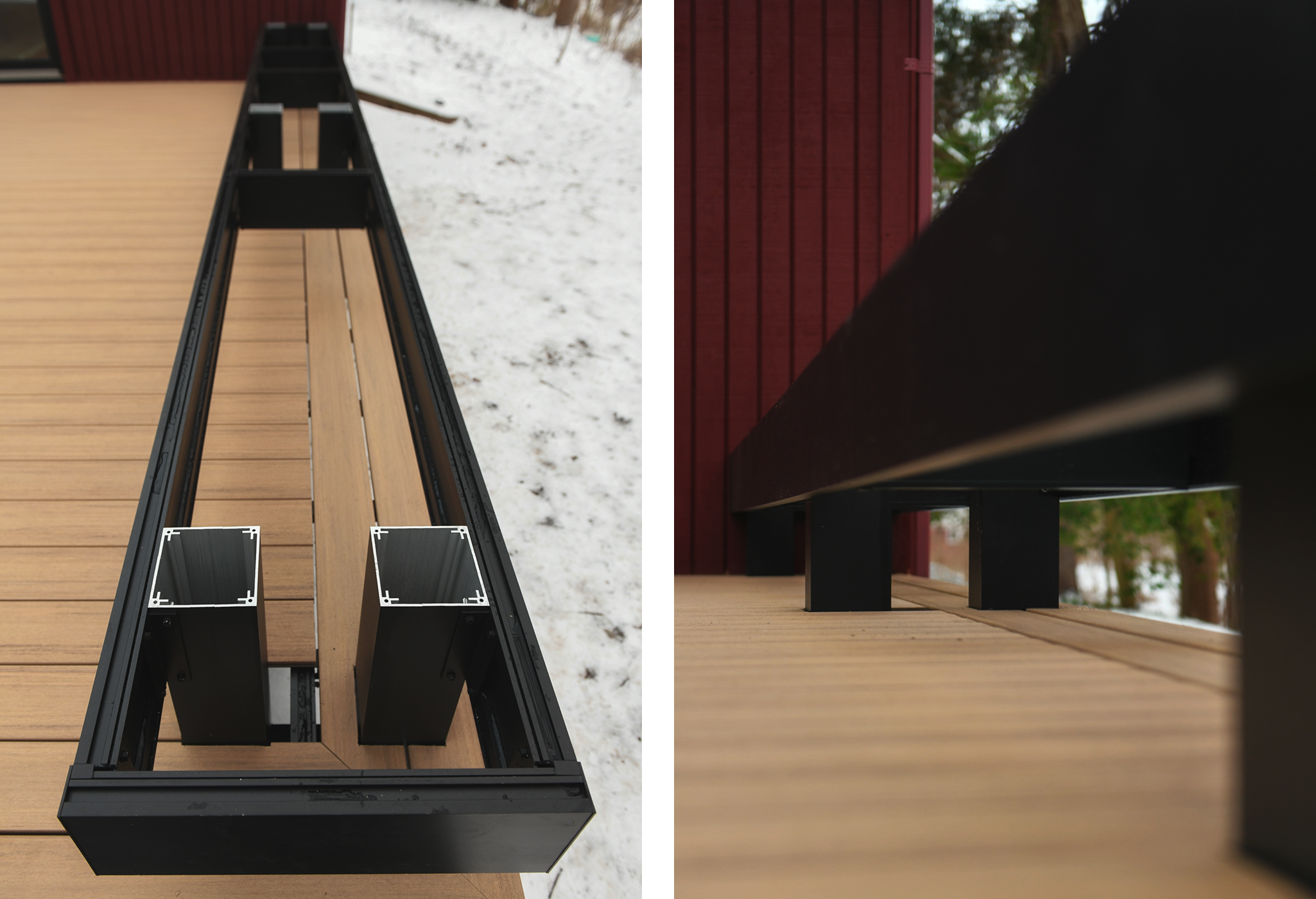 The aluminum framing system of our TimberTech deck at our Michigan Red House // via Yellow Brick home
