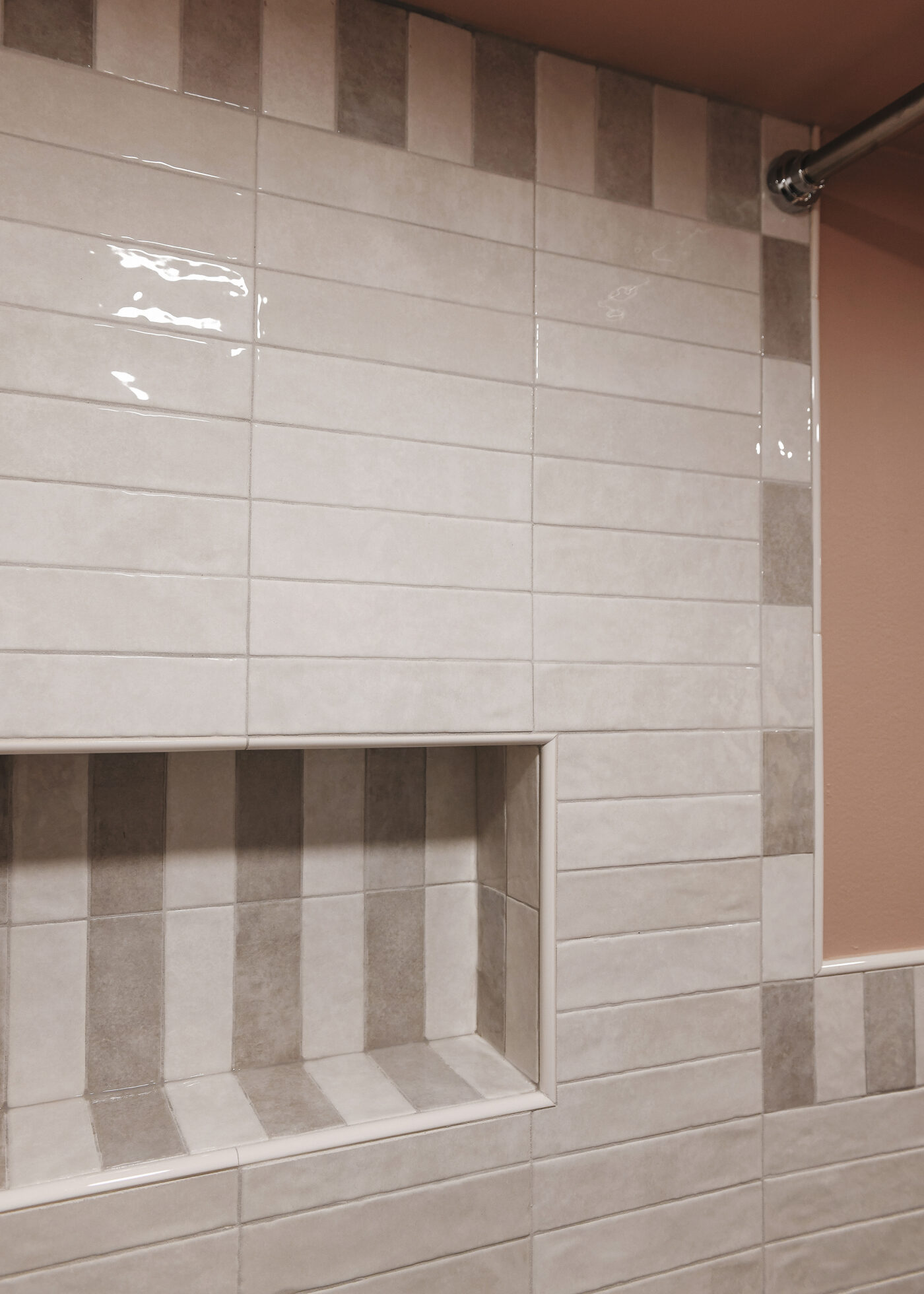 We worked with our contractor to design a subtle alternating pattern on the tile borders // via Yellow Brick Home