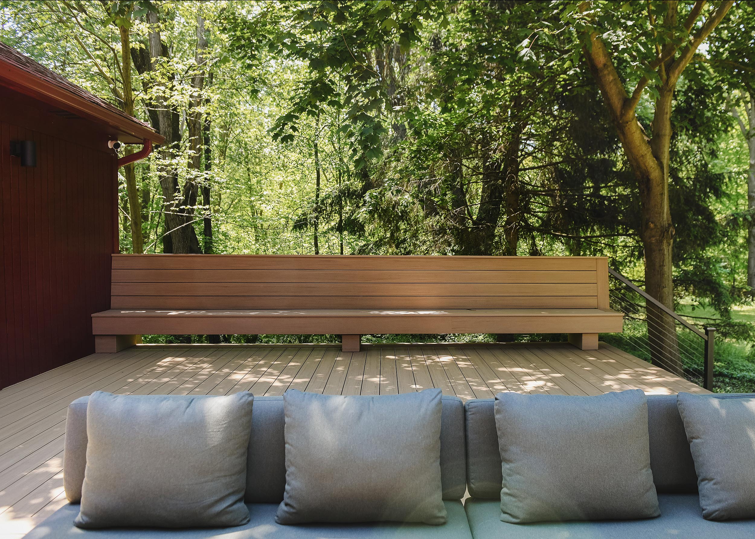 The completed TimberTech deck at our Michigan Red House // via Yellow Brick home