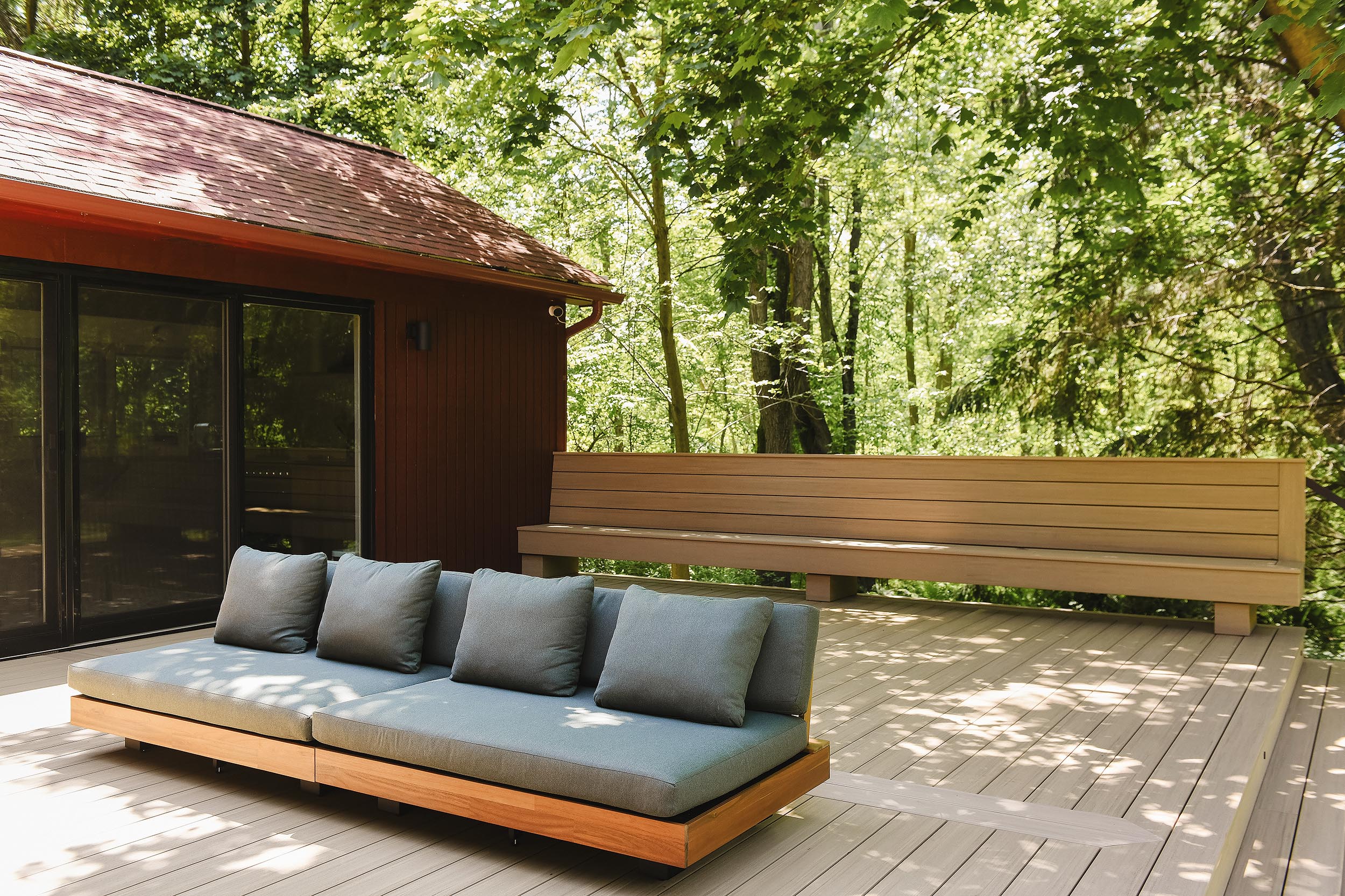 The completed TimberTech deck at our Michigan Red House // via Yellow Brick home