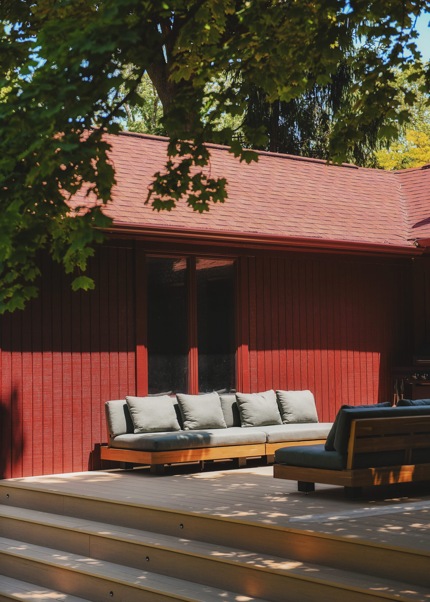 The completed TimberTech deck at our Michigan Red House // via Yellow Brick home