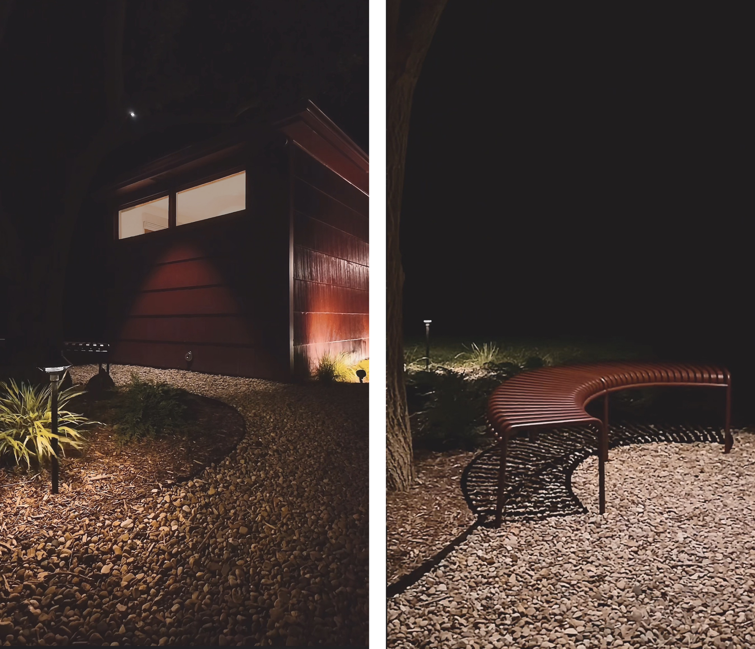 The Red House after dark // via Yellow Brick Home